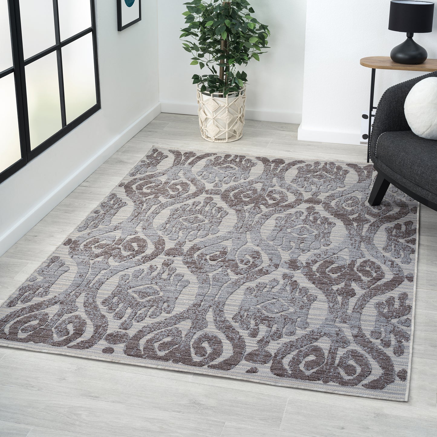 Westport-82293 Moroccan/Global Power-Loomed Blue/Gray Polypropylene Indoor/Outdoor Area Rug - LR Home