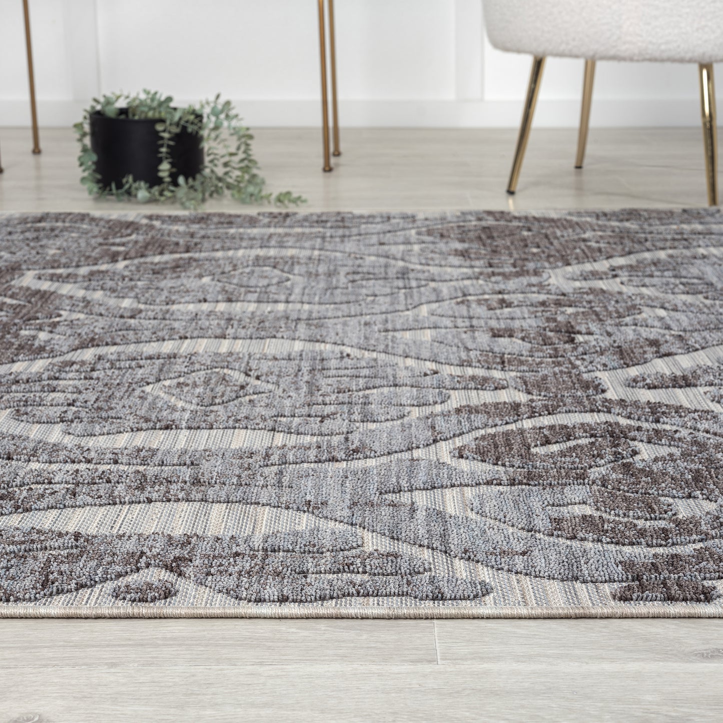 WESTP-82293 Moroccan/Global Machine Made Blue/Gray PET Yarn Indoor/Outdoor Area Rugs - LR Home