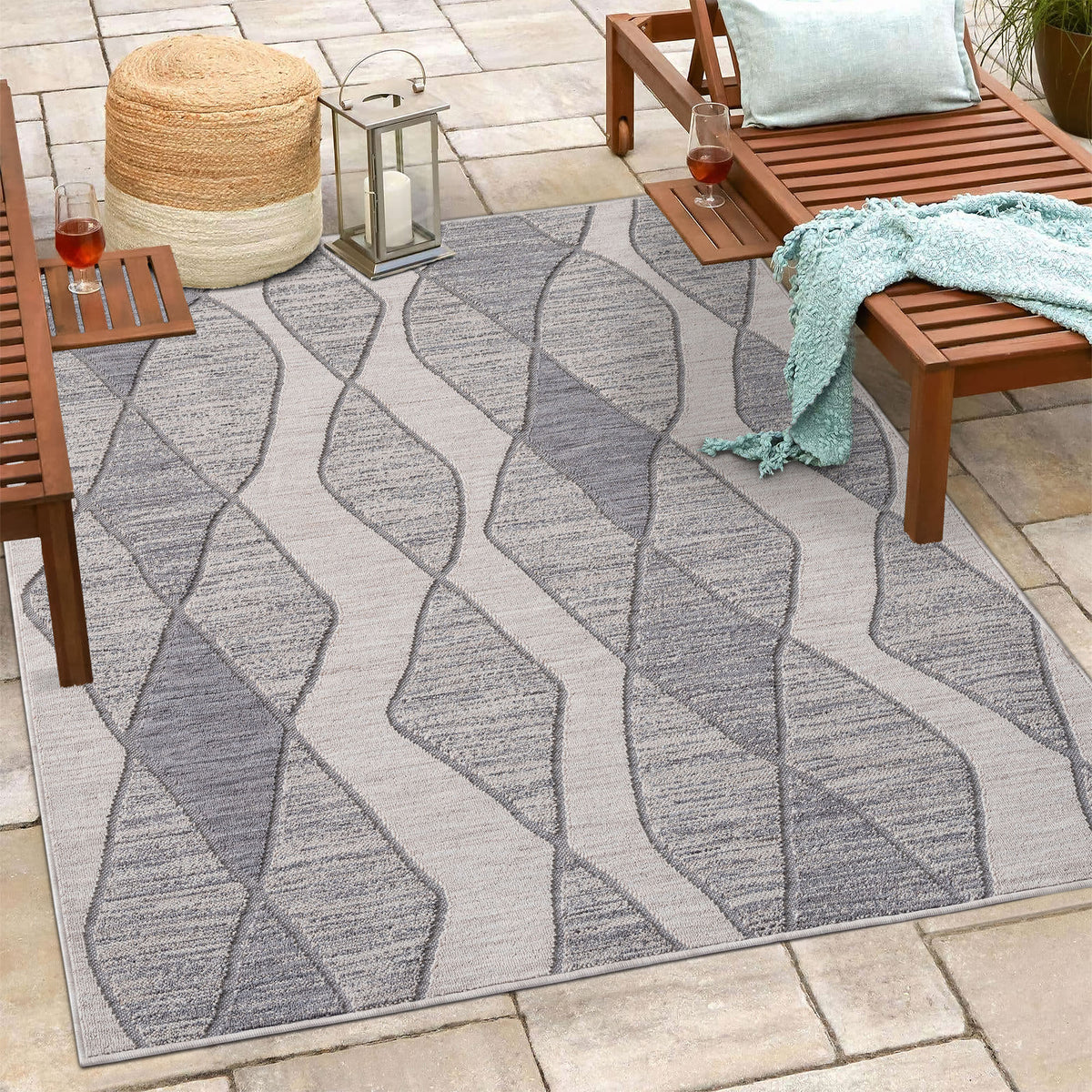 Westport Geometric PET Yarn Indoor/Outdoor Area Rug - lifestyle view