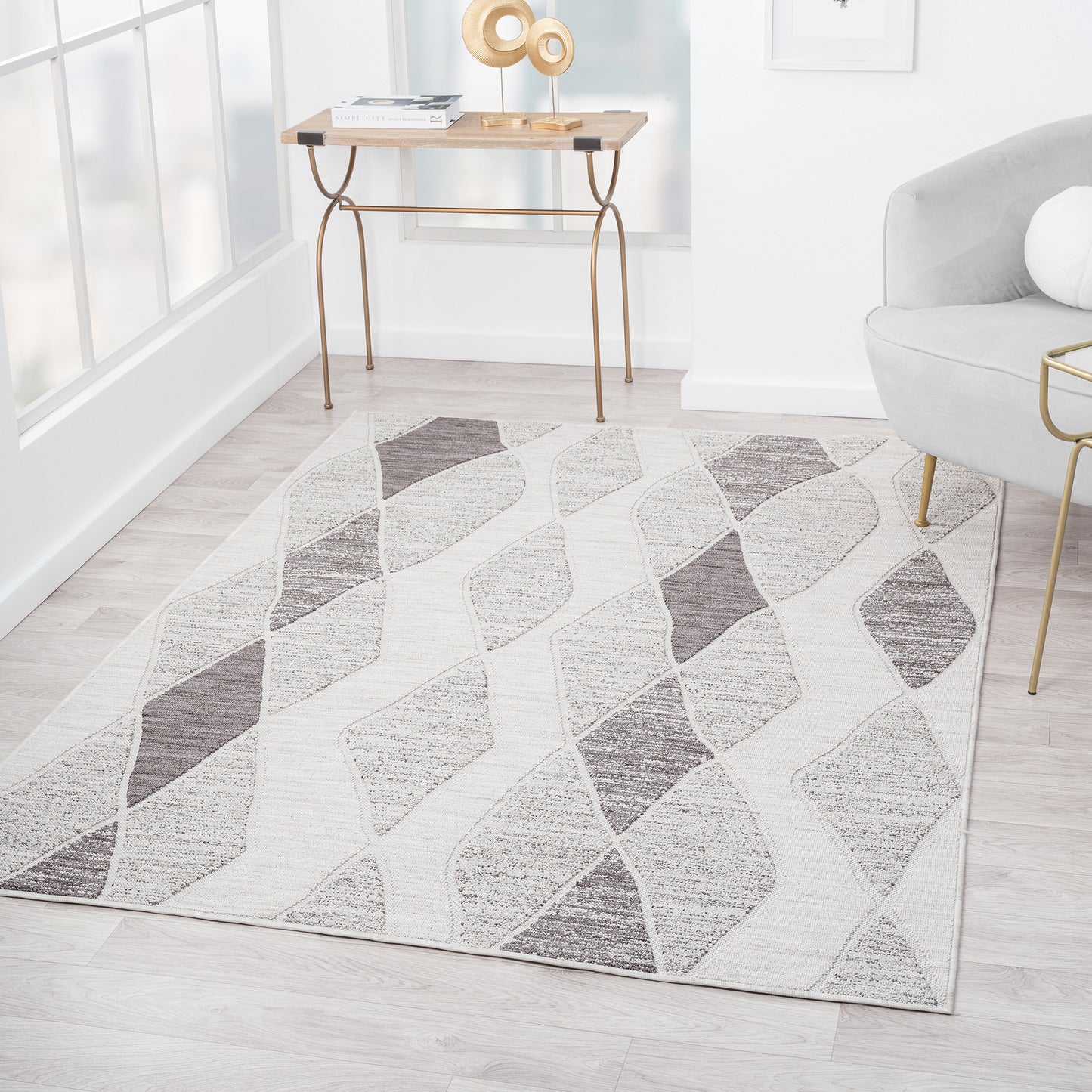 Westport-82295 Contemporary Power-Loomed Gray Polypropylene Indoor/Outdoor Area Rug - LR Home