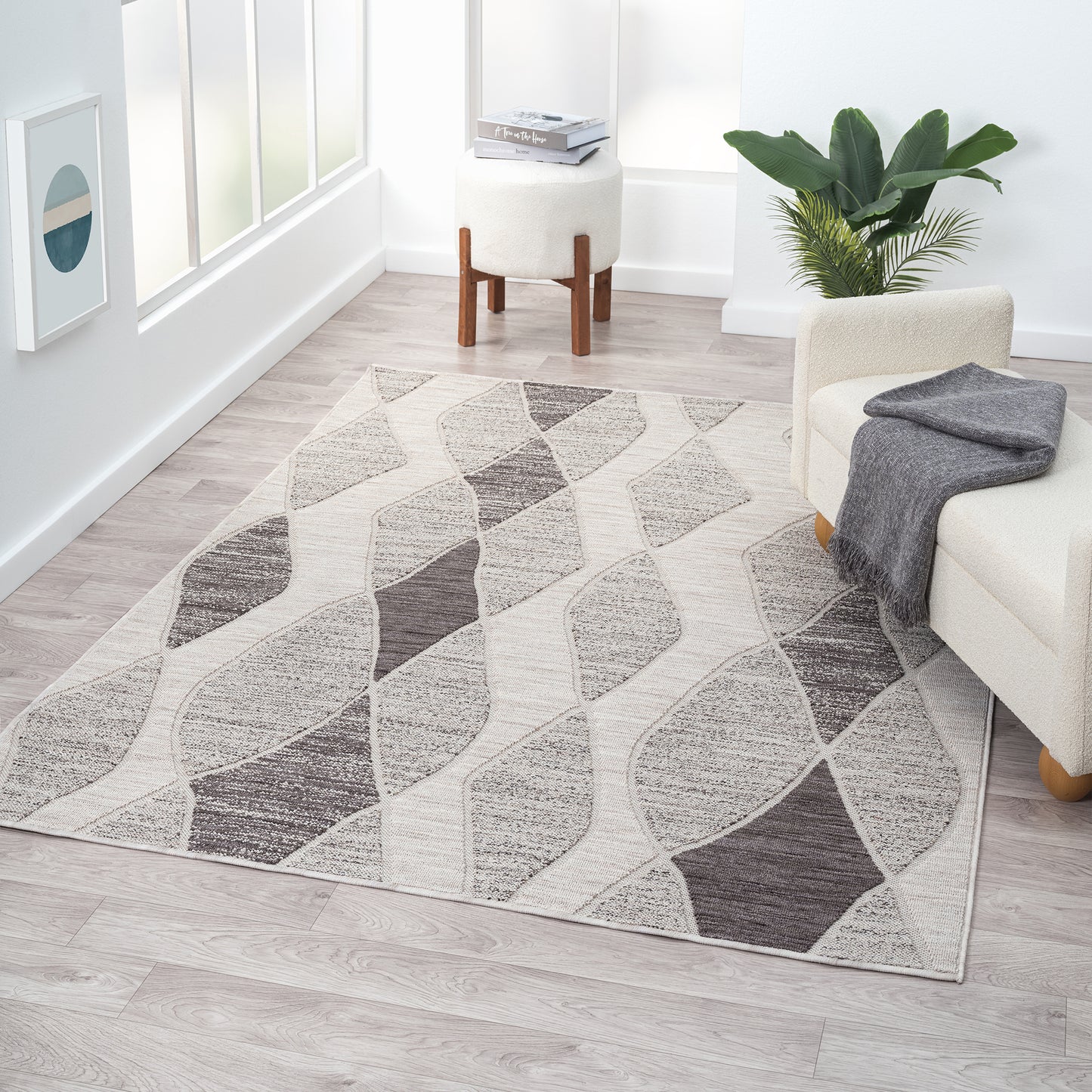 Westport-82295 Contemporary Power-Loomed Gray Polypropylene Indoor/Outdoor Area Rug - LR Home
