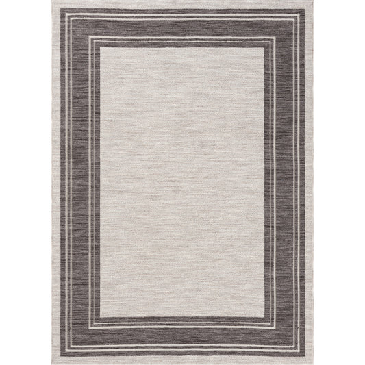 Westport Ivory/Gray Bordered PET Yarn Indoor/Outdoor Area Rug - Silo view