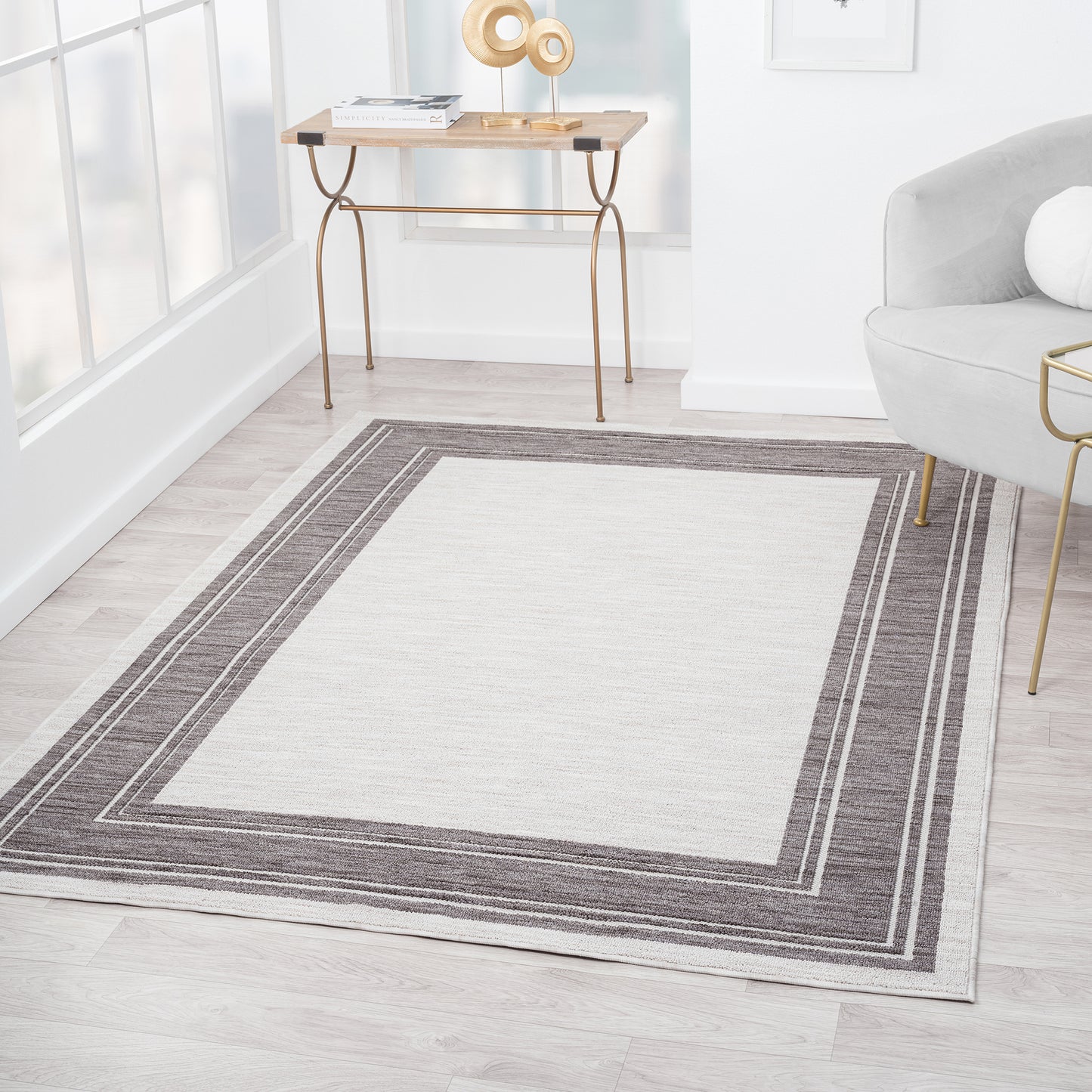 Westport-82297 Casual Power-Loomed Ivory/Gray Polypropylene Indoor/Outdoor Area Rug - LR Home