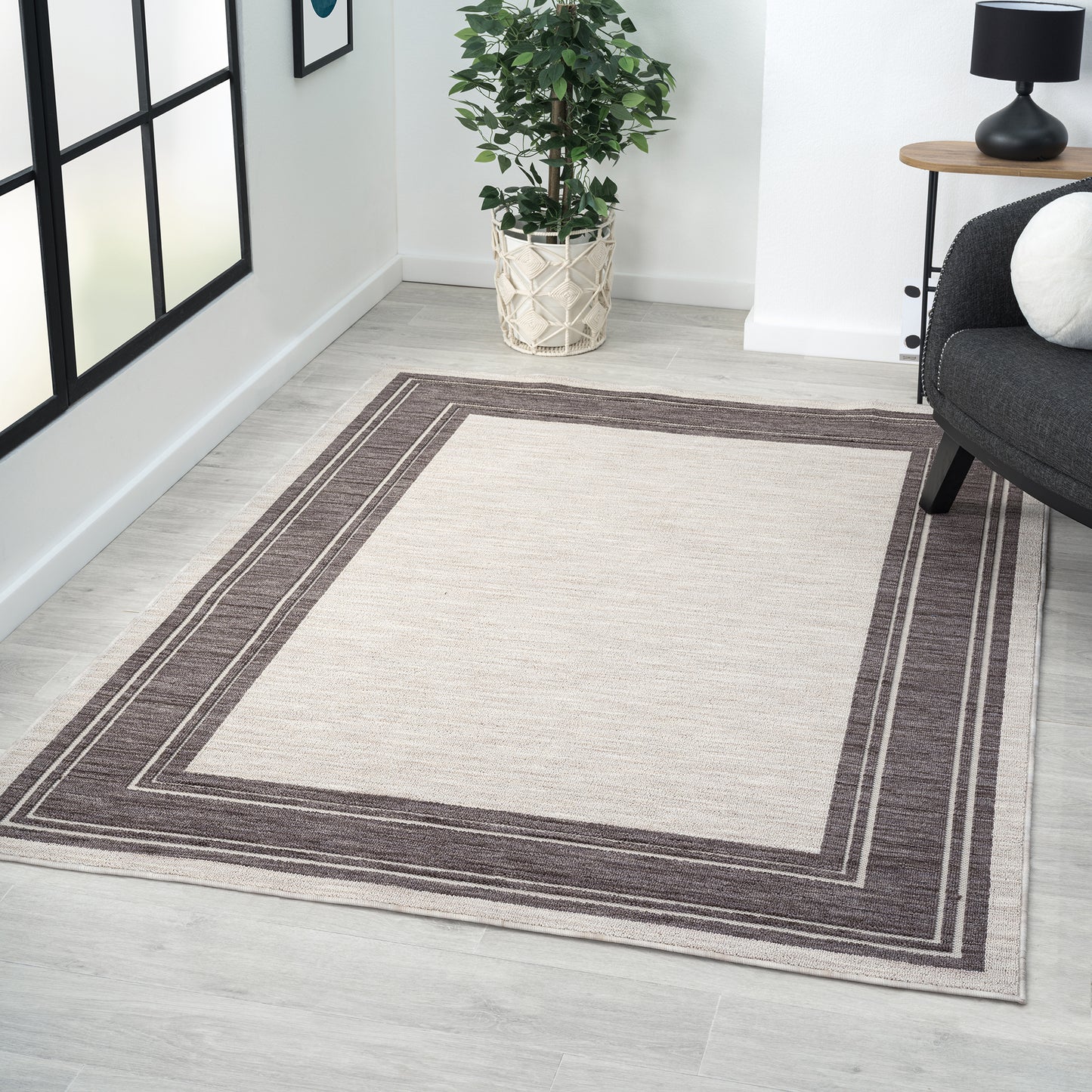 Westport-82297 Casual Power-Loomed Ivory/Gray Polypropylene Indoor/Outdoor Area Rug - LR Home