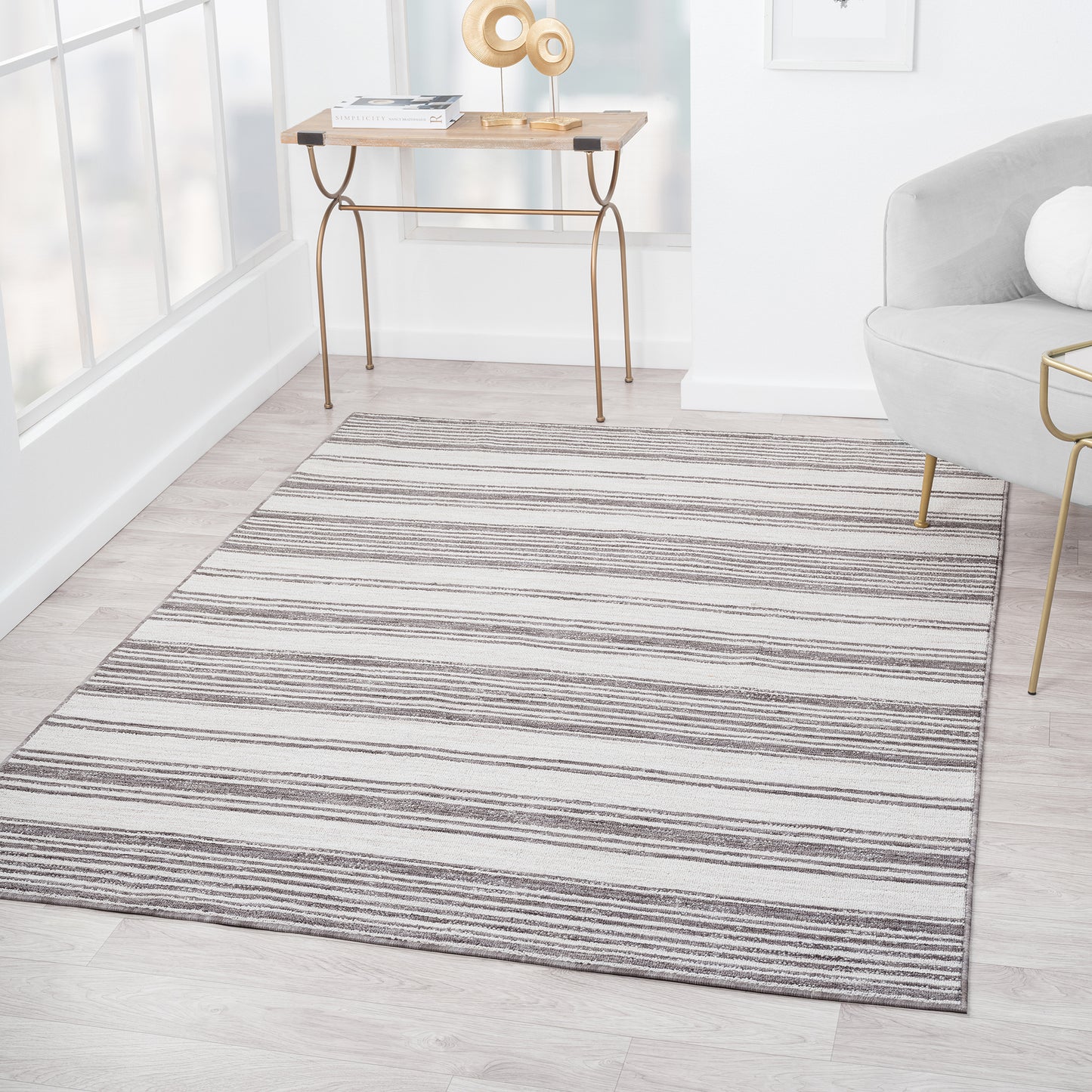 WESTP-82298 Modern/Contemporary Machine Made Ivory/Gray PET Yarn Indoor/Outdoor Area Rugs - LR Home