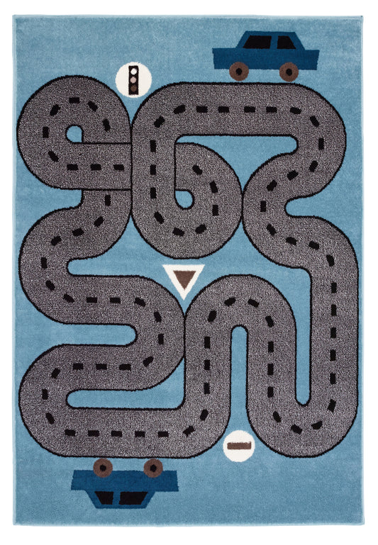 Blue Racetrack Area Rug - Silo view