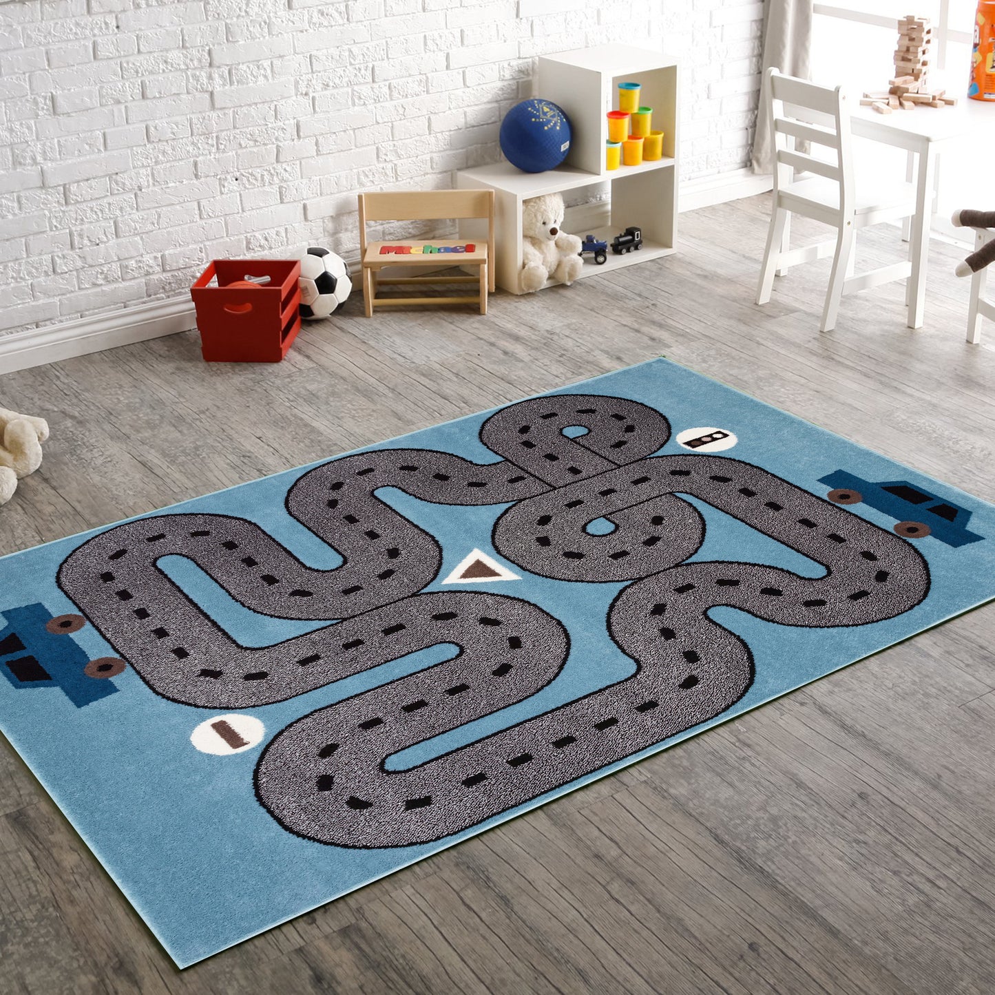 Whimsical-81266 Kids/Tween Power-Loomed Blue Cotton Indoor Area Rug - LR Home