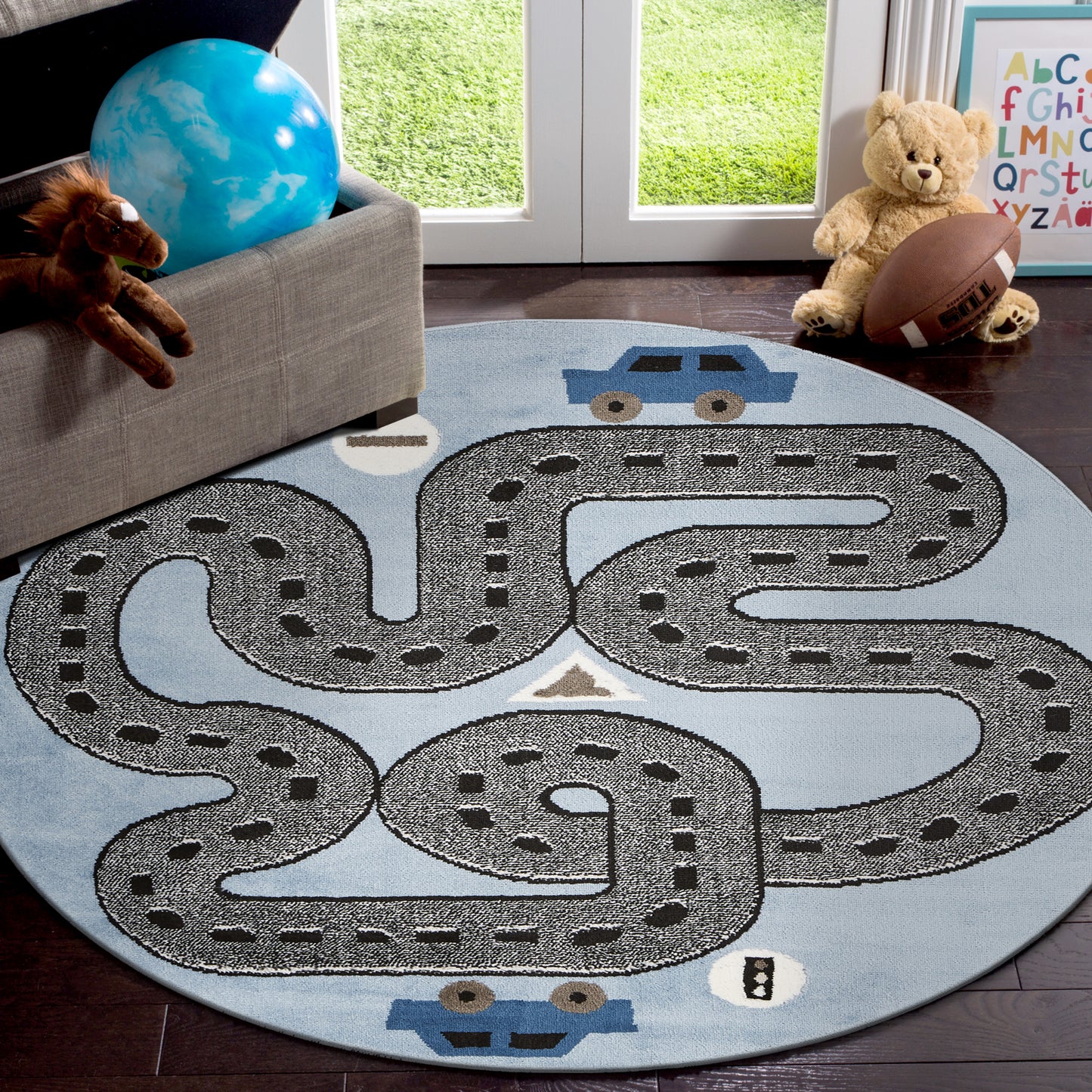 WHIMS-81266 Kids/Tween Machine Made Blue Olefin Indoor Area Rugs - LR Home