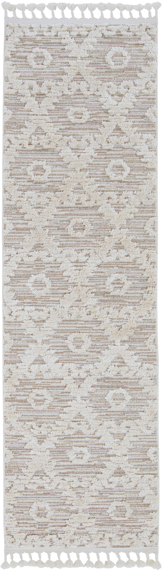 Willow 1103 Ivory Beige Boho Machine Woven Performance Area Rug - KAS
