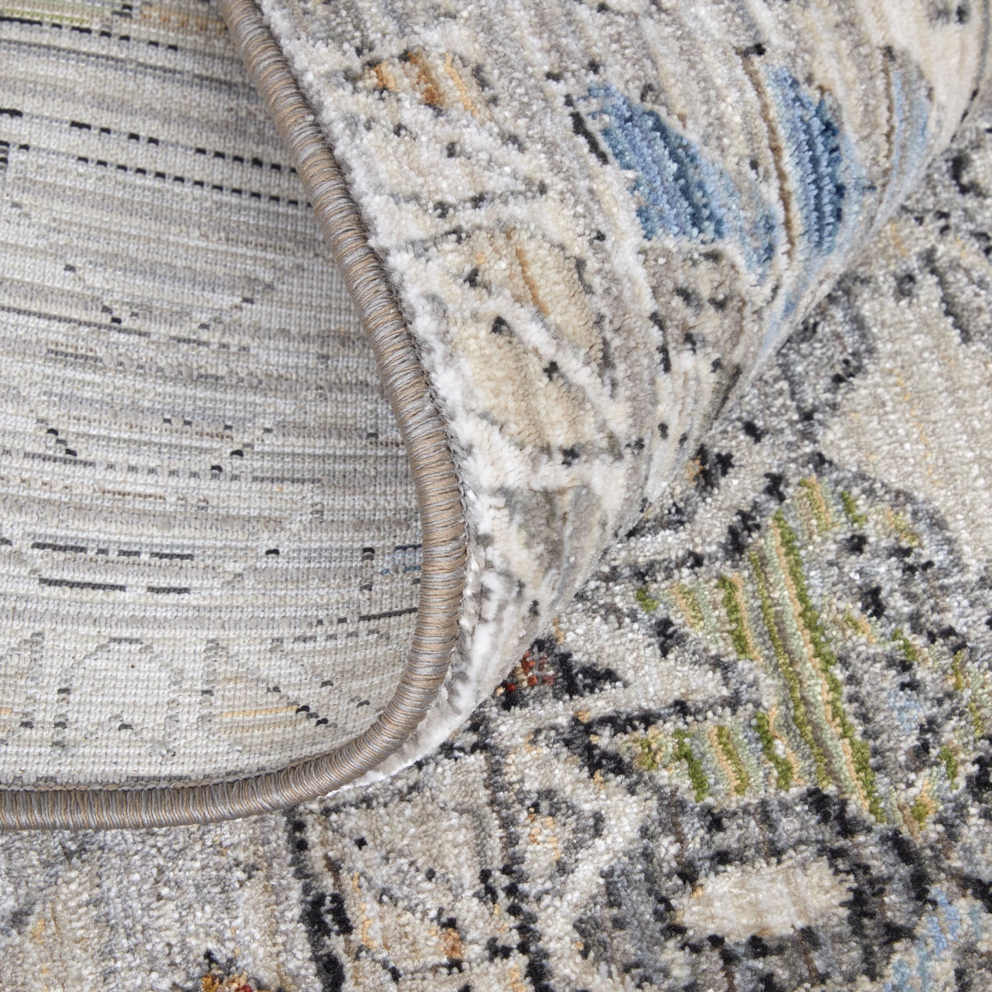 Melrose Transitional/Casual/Industrial Distressed/Medallion/Diamond Gray/Red/Blue - Feizy Rug