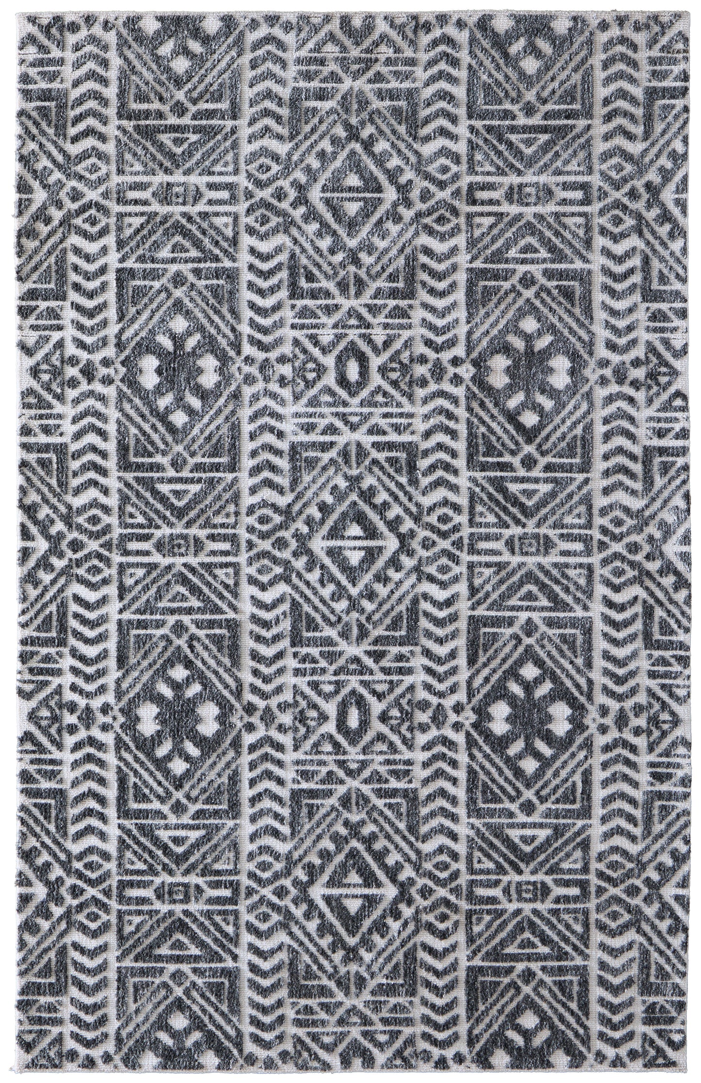 Colton Modern/Cabin & Lodge/Global Southwestern/Geometric Gray/Black/Ivory - Feizy Rug