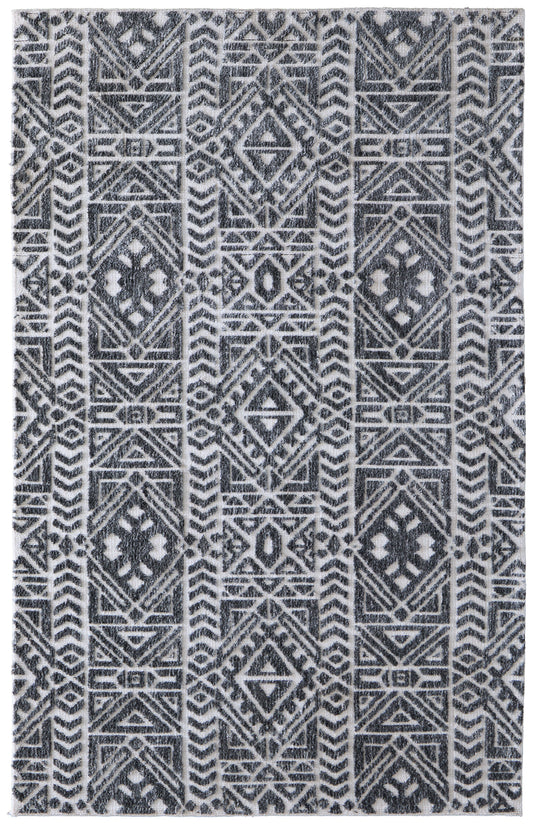 Colton Modern/Cabin & Lodge/Global Southwestern/Geometric Gray/Black/Ivory - Feizy Rug