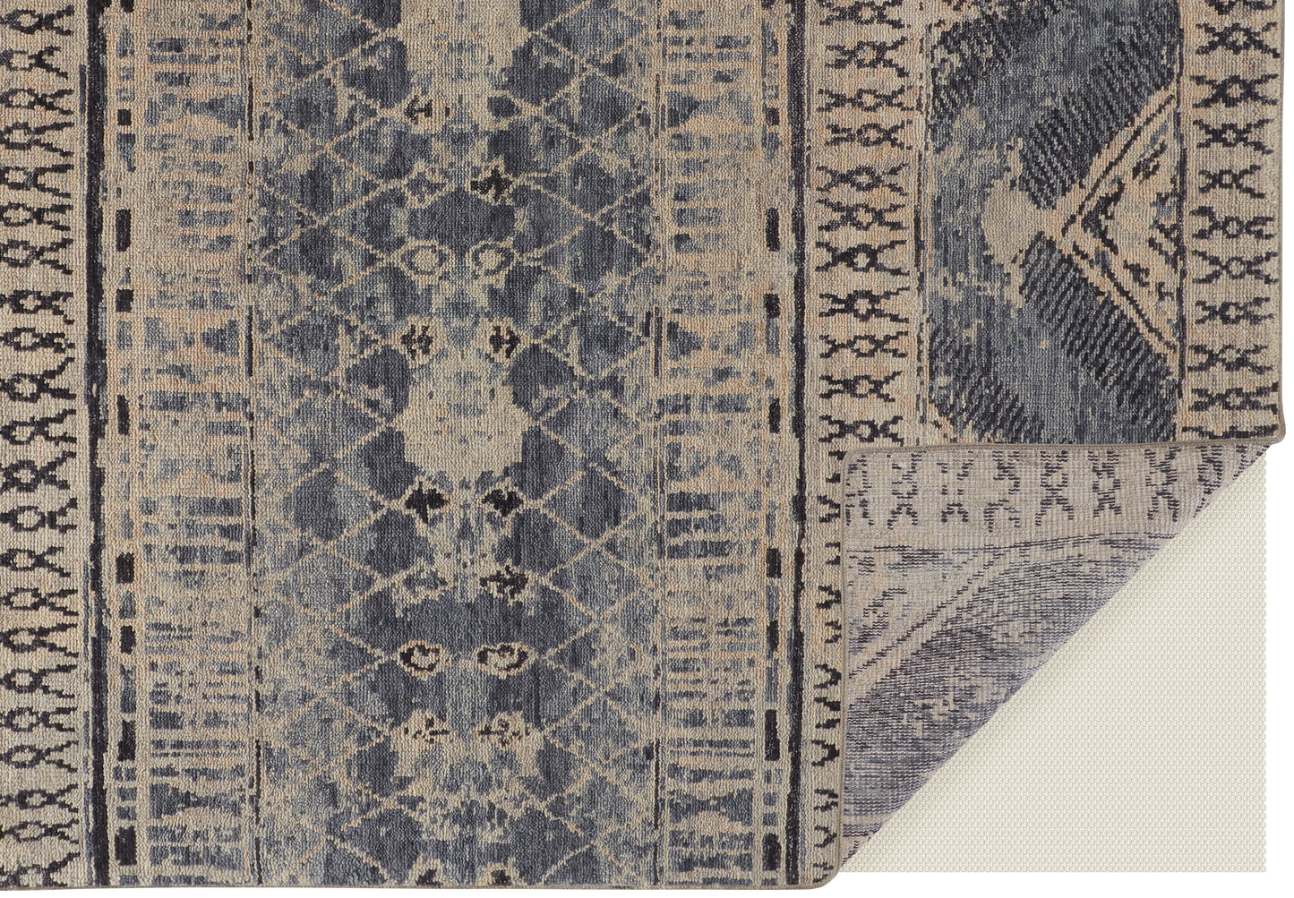 Palomar Transitional/Farmhouse/Casual Trellis & Lattice/Diamond Blue/Gray/Ivory - Feizy Rug