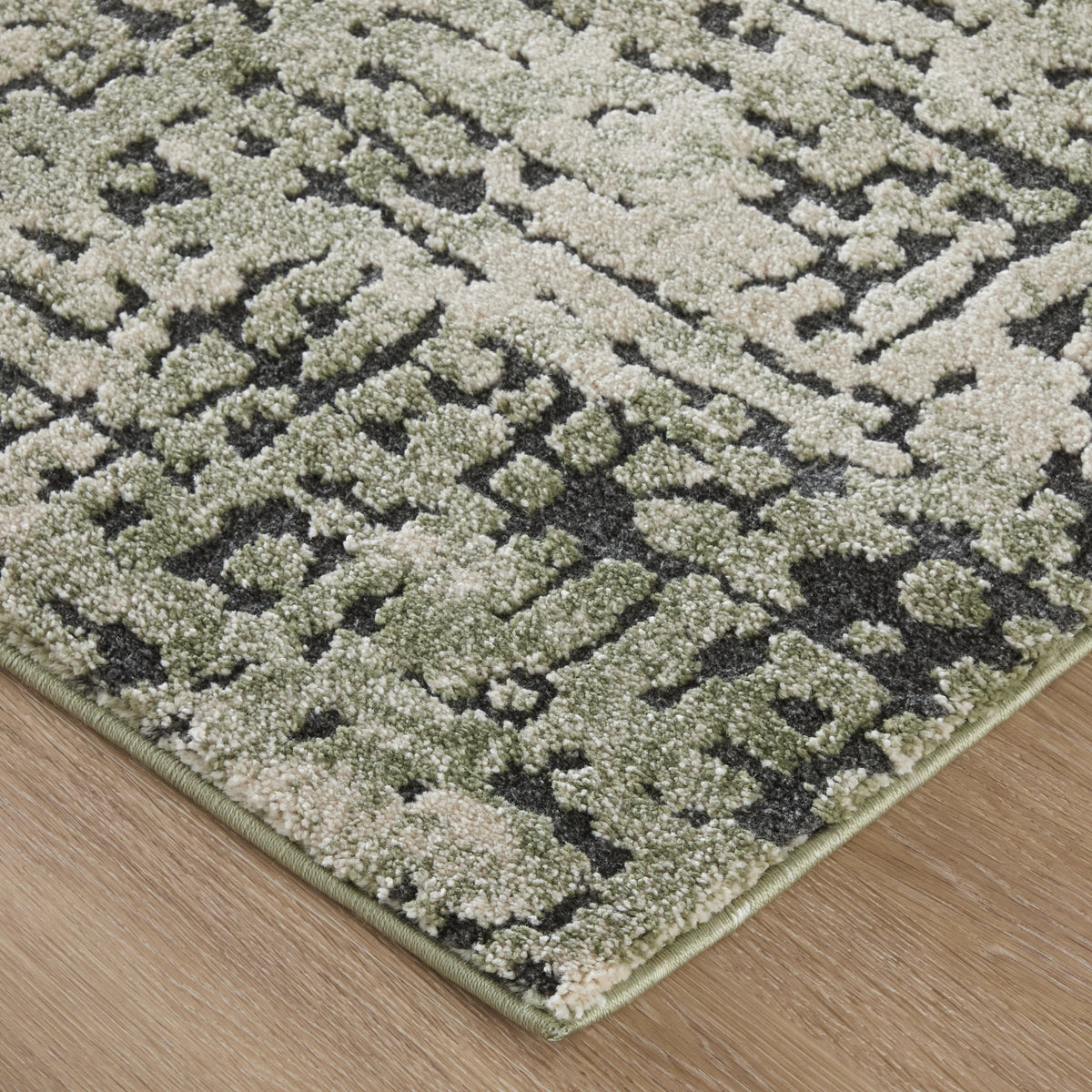 Gilmore Modern Abstract/Checkered Green/Ivory/Black - Feizy Rug