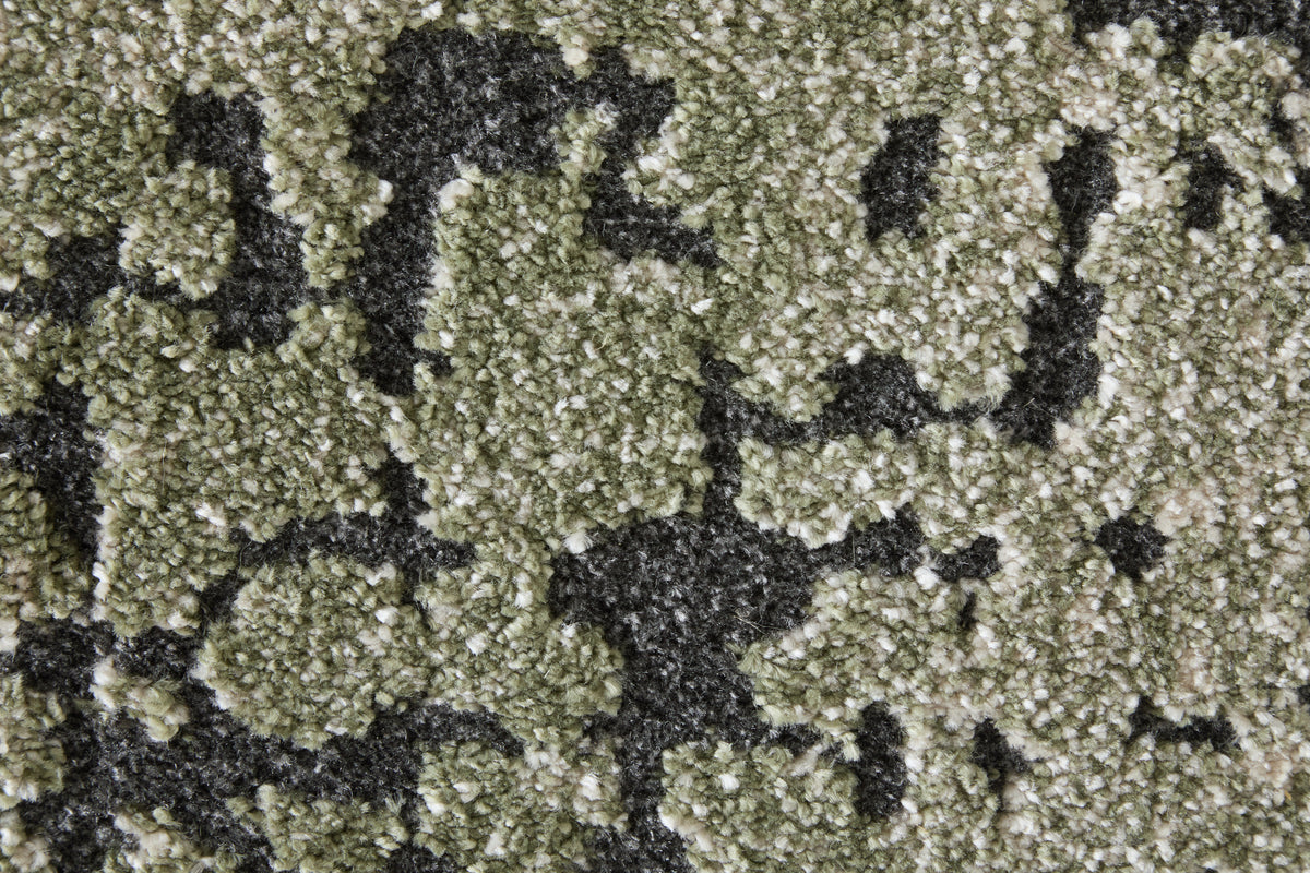 Gilmore Modern Abstract/Checkered Green/Ivory/Black - Feizy Rug