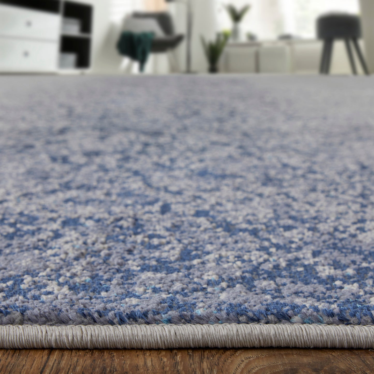 Astra Transitional/Industrial/Casual Abstract/Watercolor Blue/Ivory - Feizy Rug