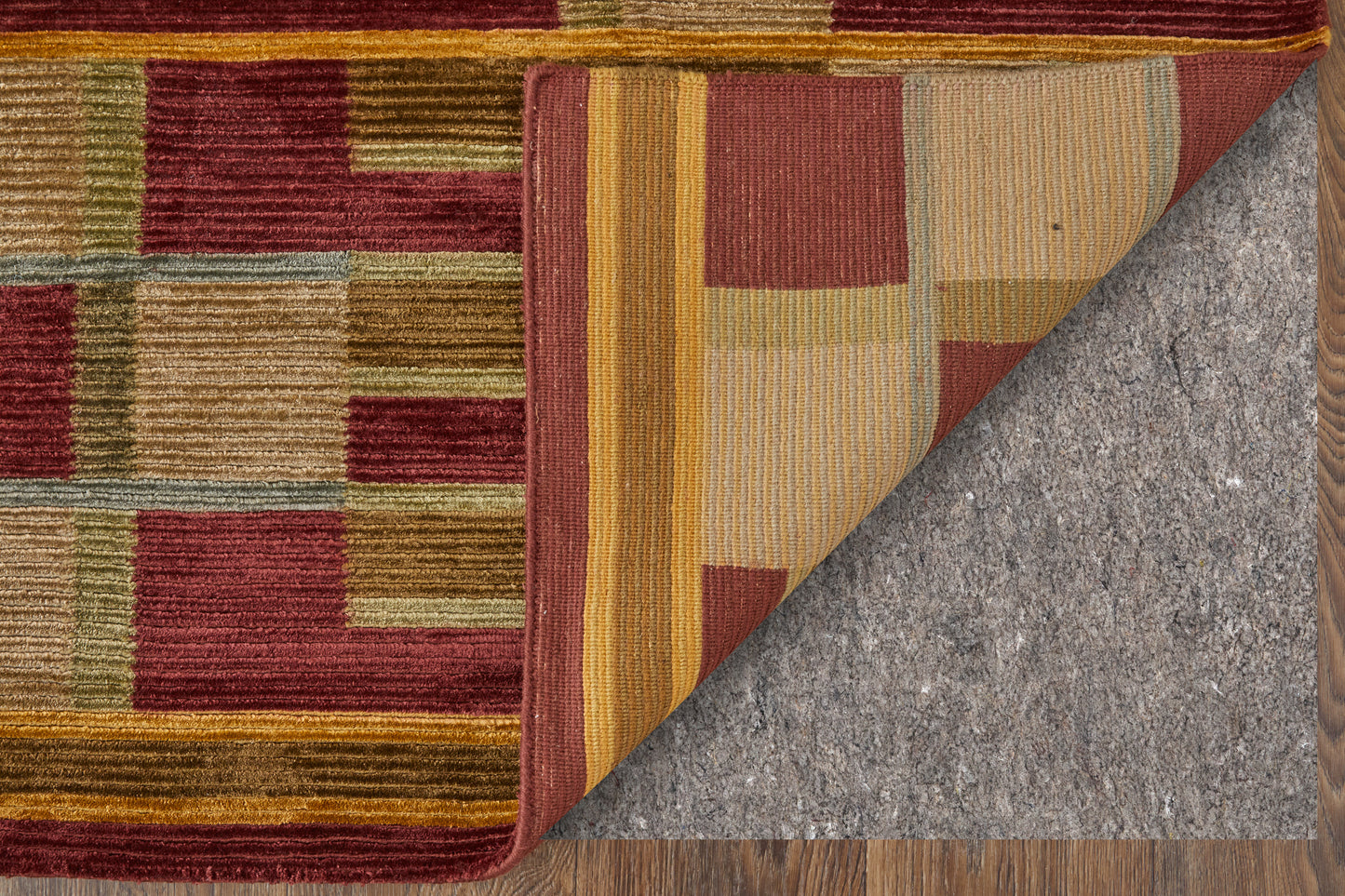 Keystone Transitional/Casual/Mid-Century Modern Stripes/Checkered/Geometric Gold/Green/Red - Feizy Rug