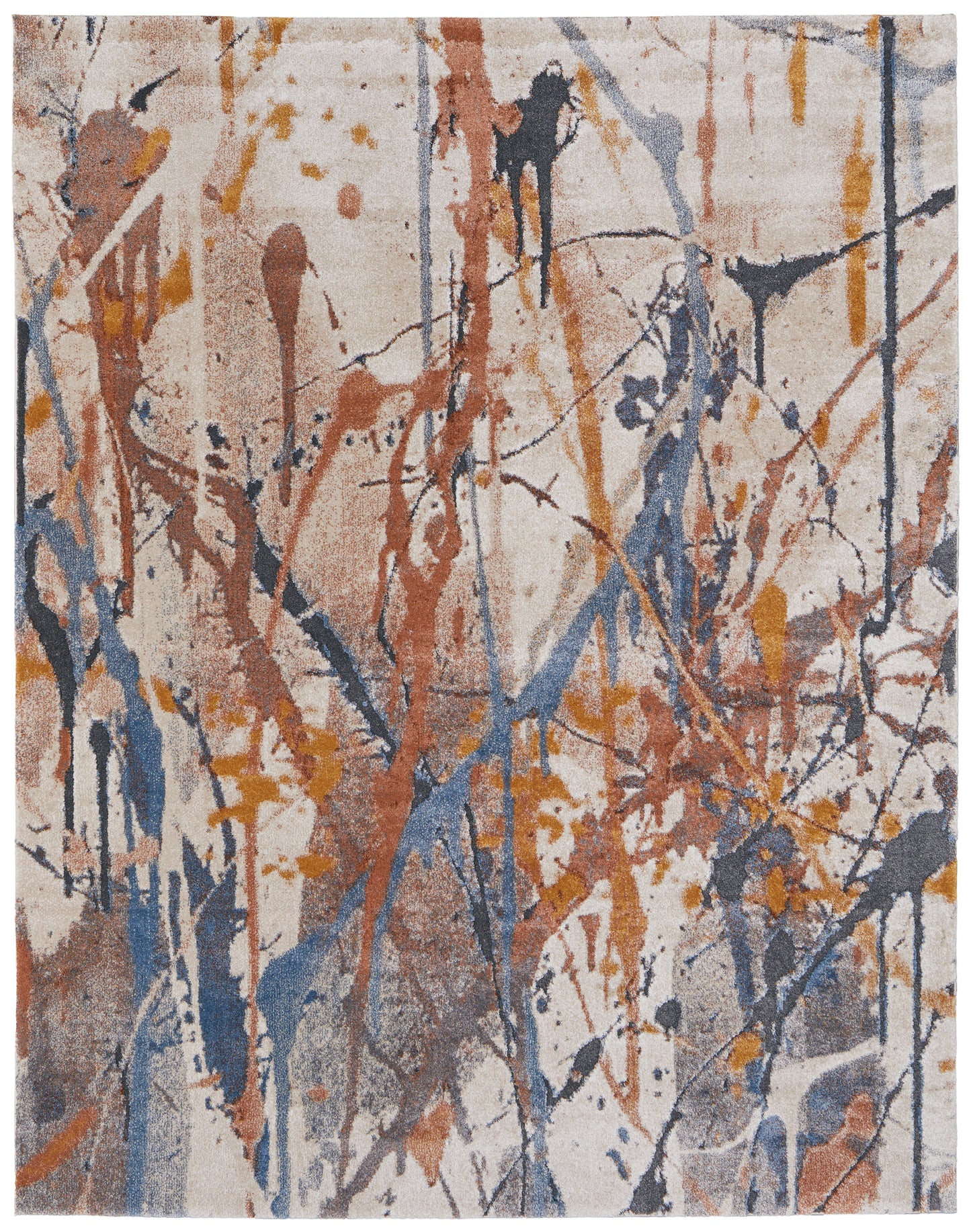 Gilmore Modern/Bohemian & Eclectic Watercolor/Abstract Blue/Orange/Gray - Feizy Rug