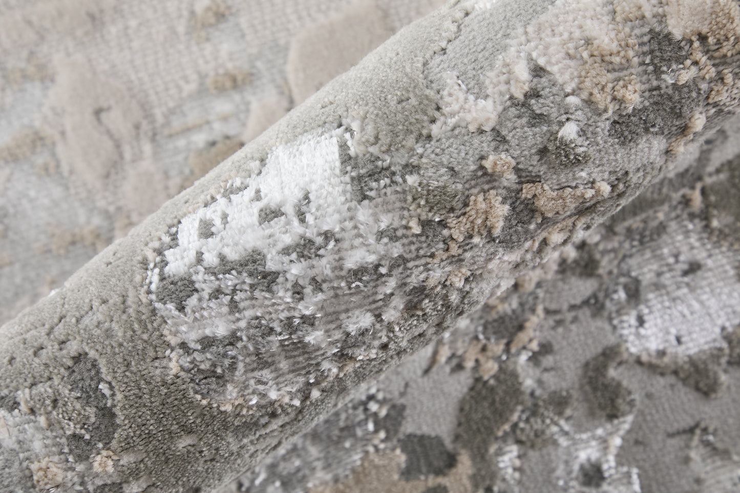 Micah Modern/Industrial/Luxury & Glam Abstract/Watercolor Silver/Gray/White - Feizy Rug