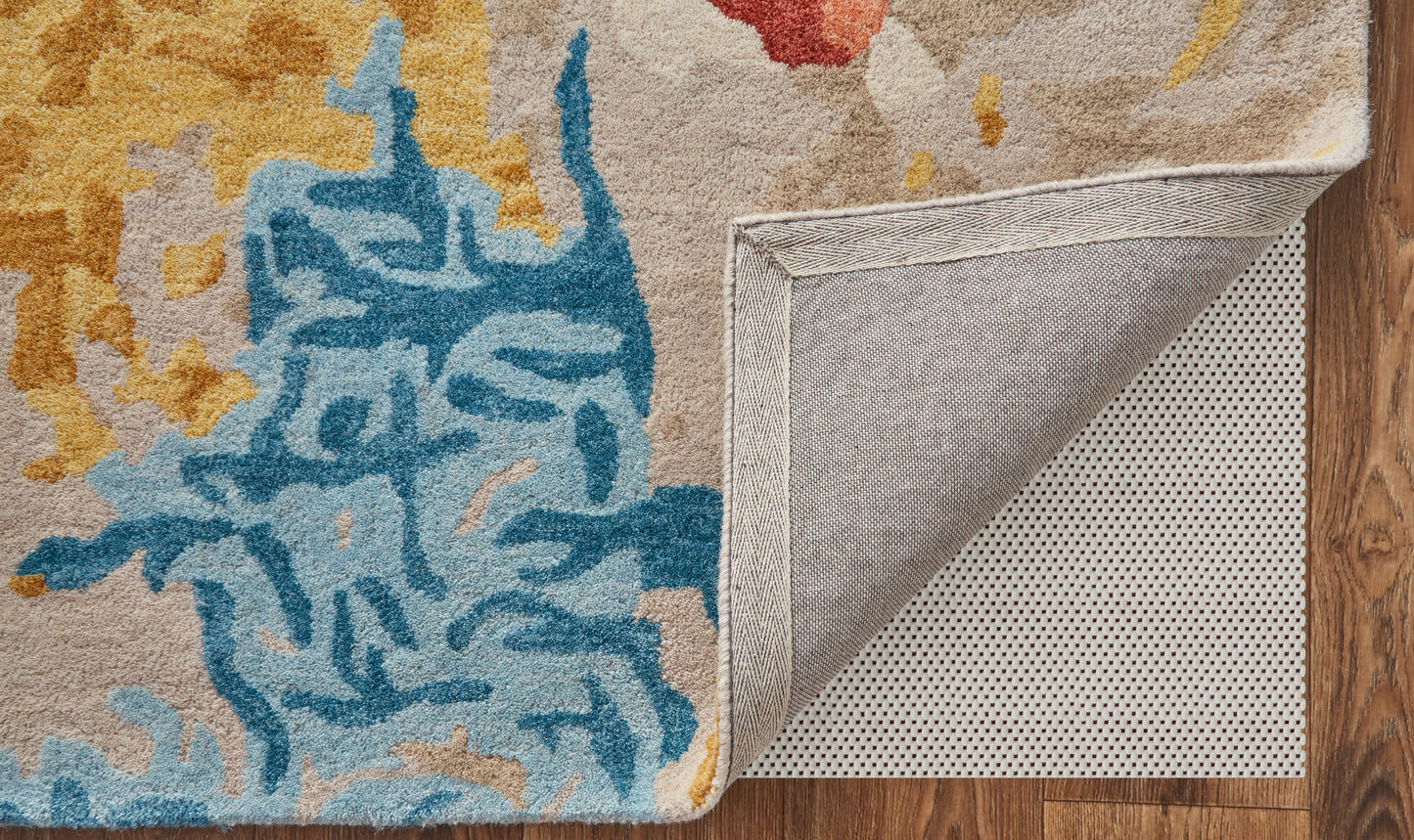Everley Modern/Casual Abstract/Watercolor Ivory/Yellow/Blue - Feizy Rug