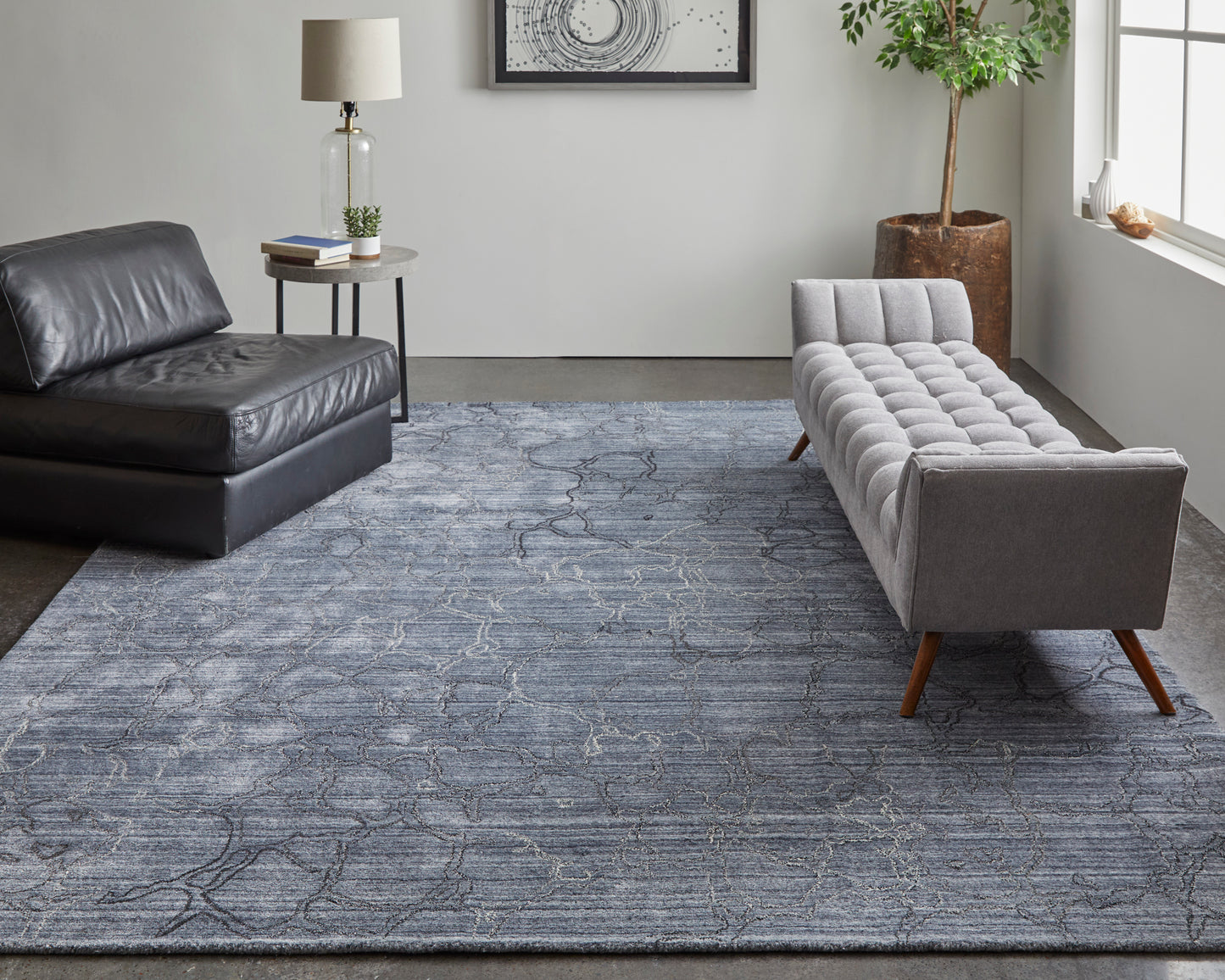 Whitton Modern/Industrial/Casual Gray/Blue Accent Rug