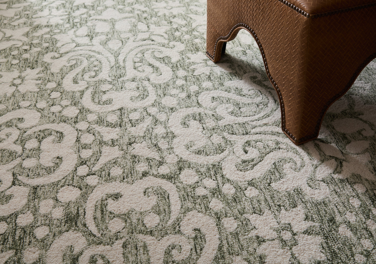 Belfort Traditional/Vintage/Casual Ivory/Green Area Rug