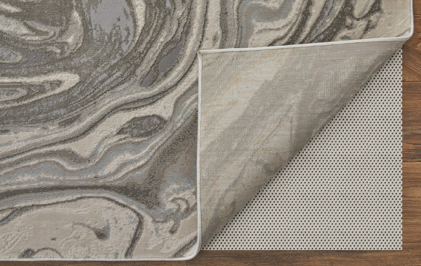 Prasad Modern/Casual Watercolor Gray/Ivory/Silver - Feizy Rug