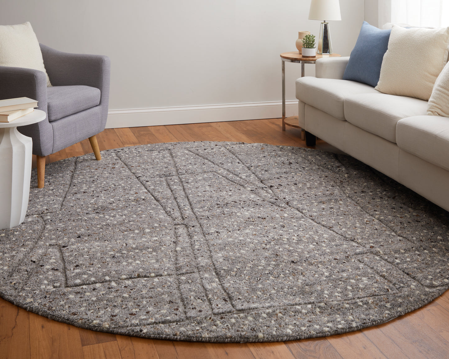 Dering Modern/Casual Polka Dots/Solid Gray/Tan/Taupe - Feizy Rug