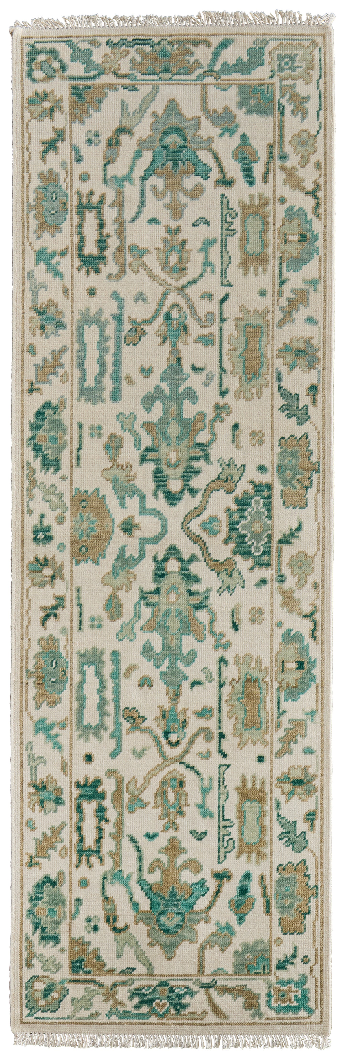 Karina Transitional/Craftsman/Casual Floral & Botanical/Scroll/Bordered Green/Ivory - Feizy Rug