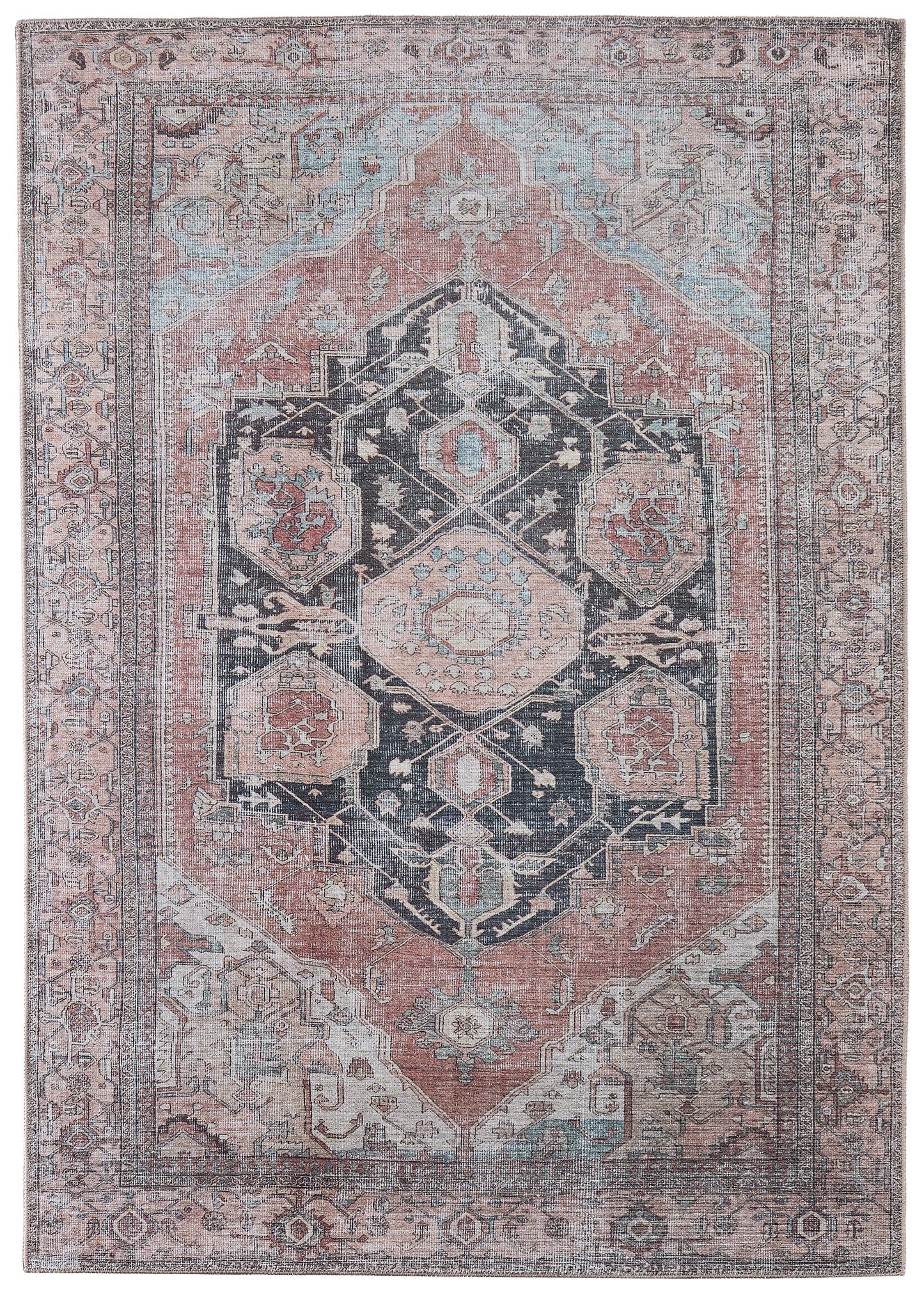 Percy Transitional/Bohemian & Eclectic/Classic Medallion/Distressed/Persian Orange/Brown/Taupe - Feizy Rug