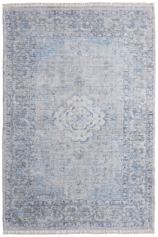 Caldwell Transitional/Bohemian & Eclectic/Vintage Gray/Blue/Ivory Accent Rug