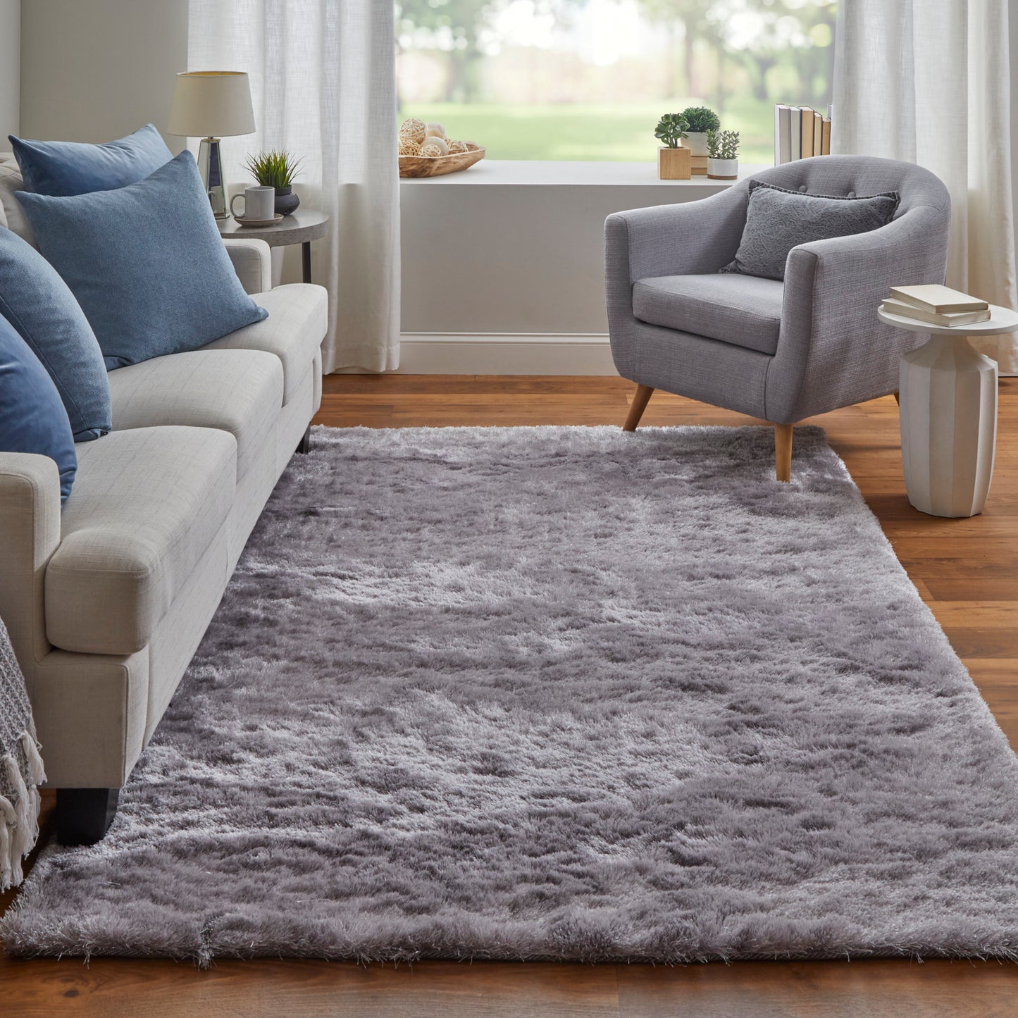 Indochine Modern/Luxury & Glam/Casual Solid Purple - Feizy Rug