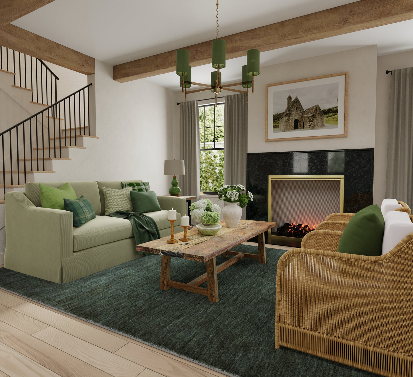 Luna Modern/Casual Green Area Rug