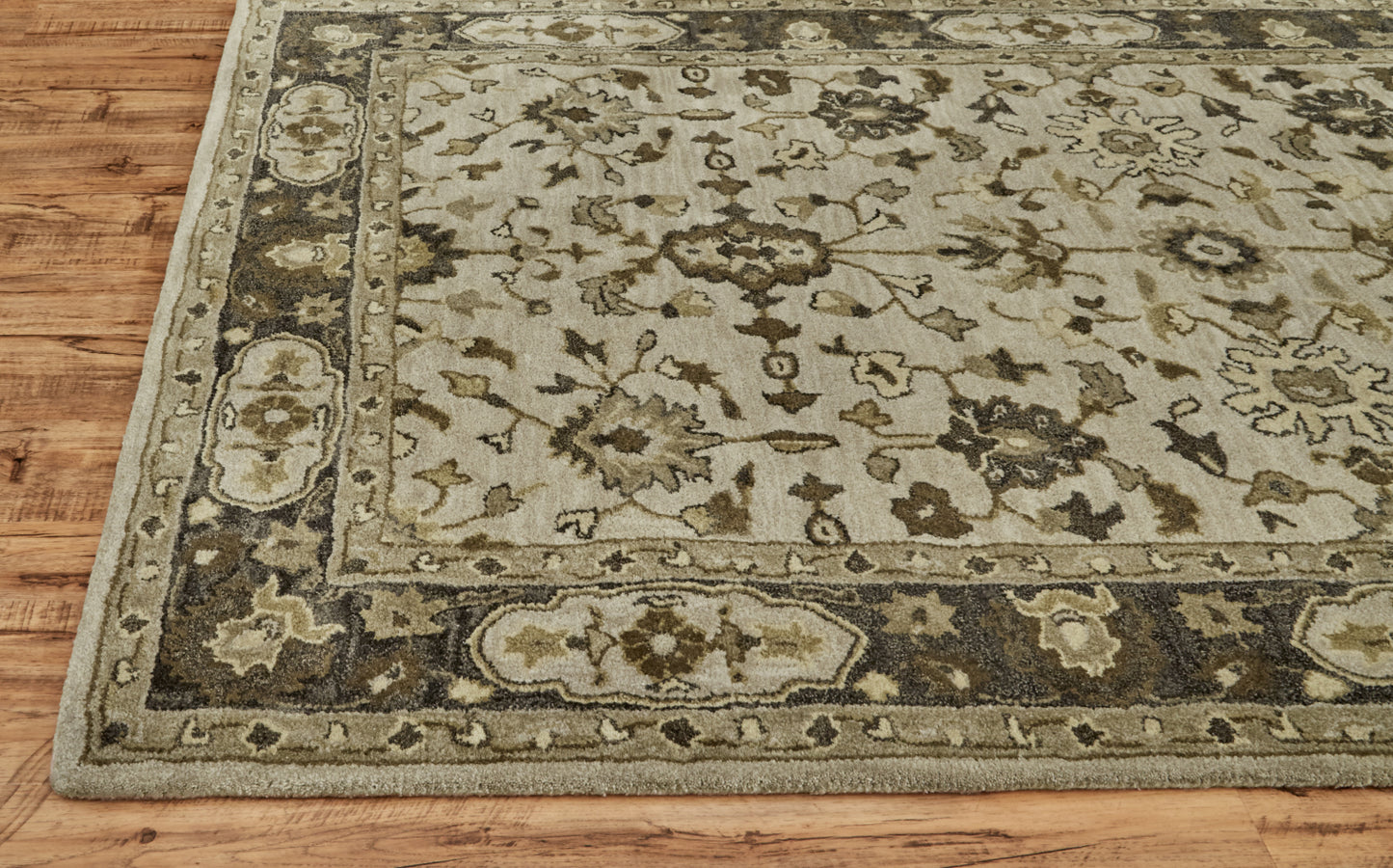 Eaton Traditional/Classic/Persian Oriental/Persian/Bordered Gray/Ivory/Taupe - Feizy Rug
