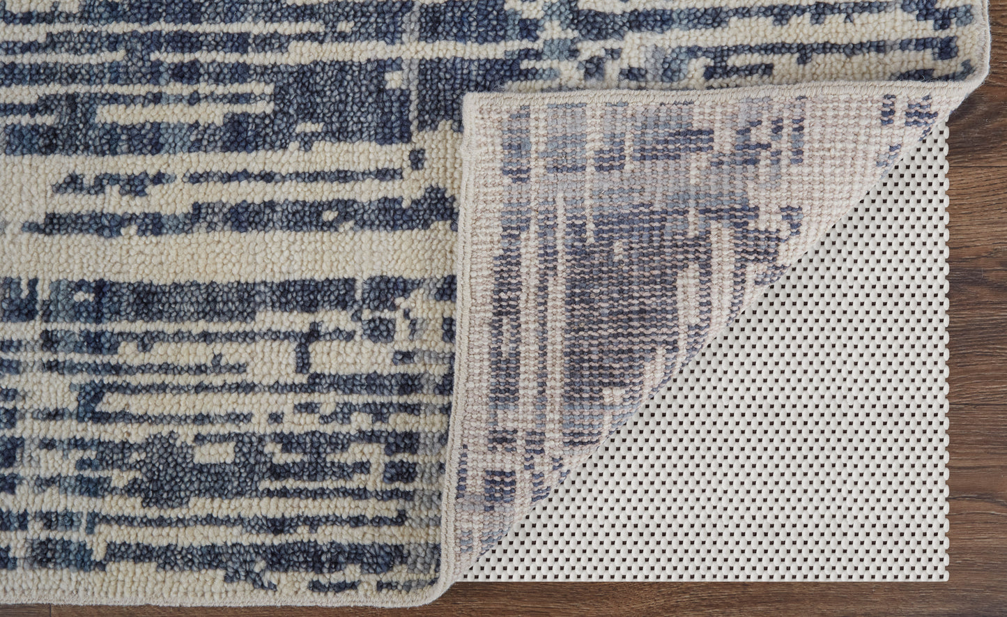 Roxford Transitional/Industrial Abstract Ivory/Blue - Feizy Rug