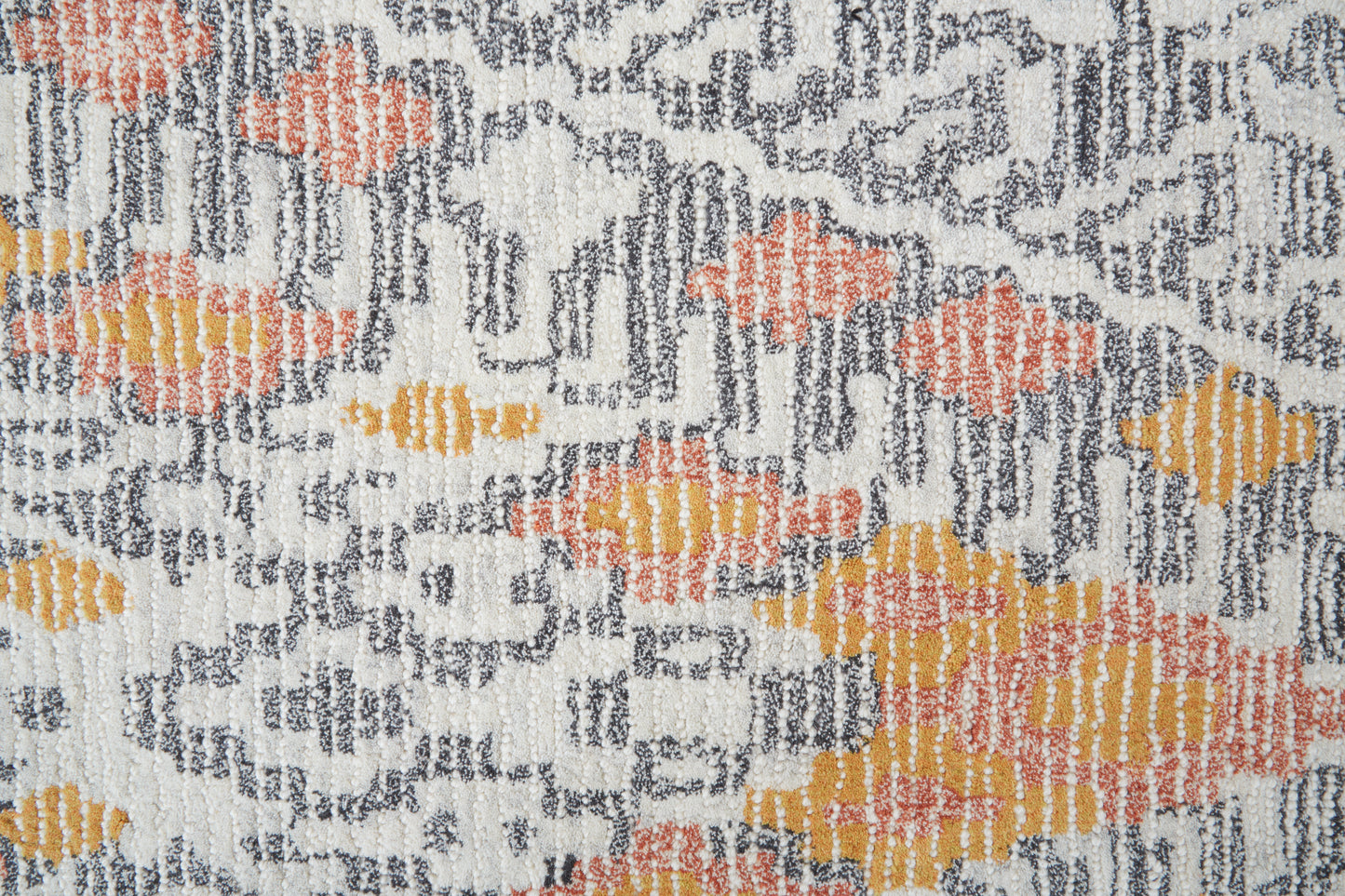 Arazad Transitional/Global/Bohemian & Eclectic Geometric/Moroccan/Diamond Gray/Ivory/Orange - Feizy Rug