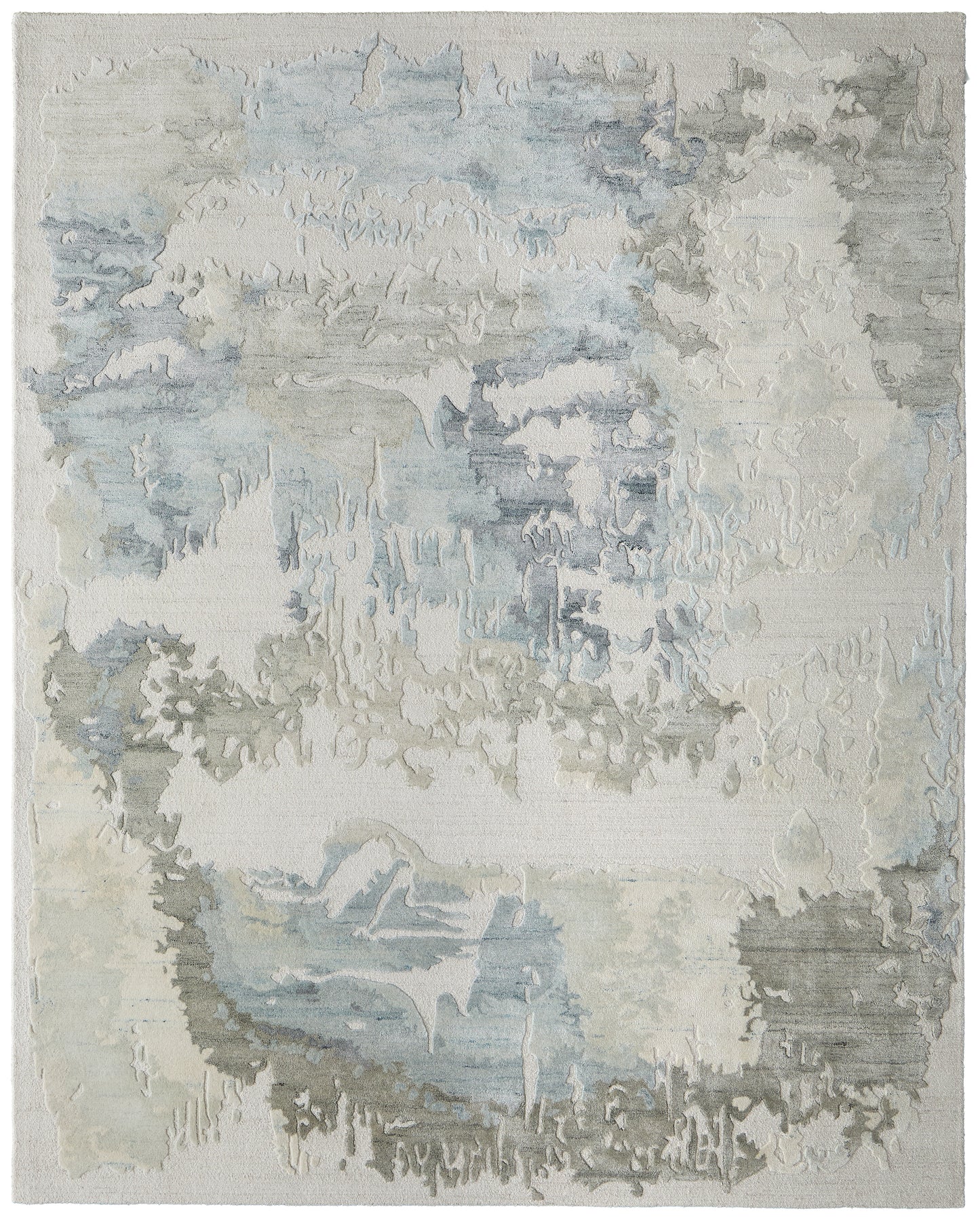 Kendall Modern/Bohemian & Eclectic Abstract/Watercolor Ivory/Blue/Gray - Feizy Rug