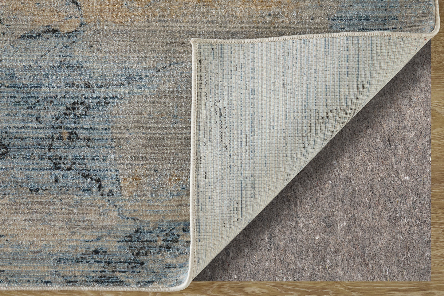 Sonora Modern/Industrial Abstract/Watercolor/Distressed Blue/Ivory/Tan - Feizy Rug