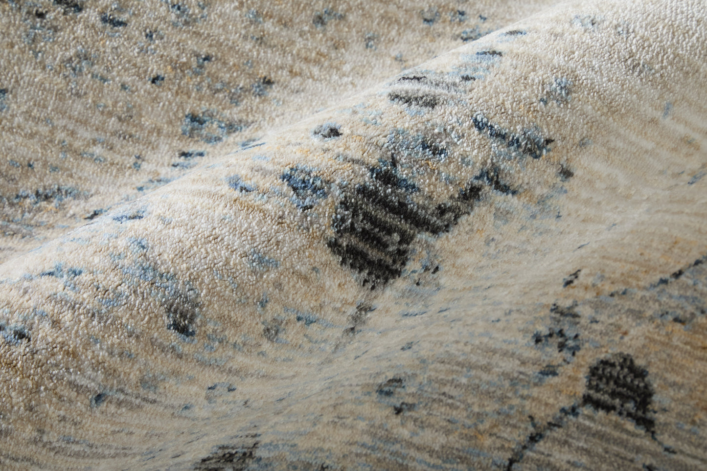 Sonora Modern/Industrial Abstract/Watercolor/Distressed Blue/Ivory/Tan - Feizy Rug