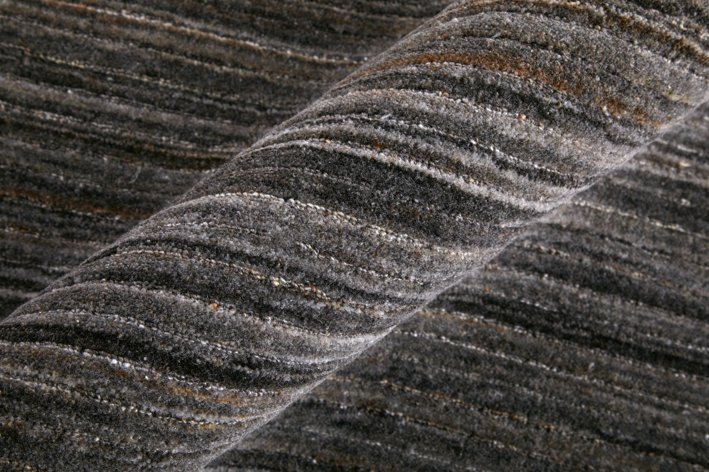 Lakewood Modern/Casual Solid/Distressed/Stripes Black/Gray/Brown - Feizy Rug