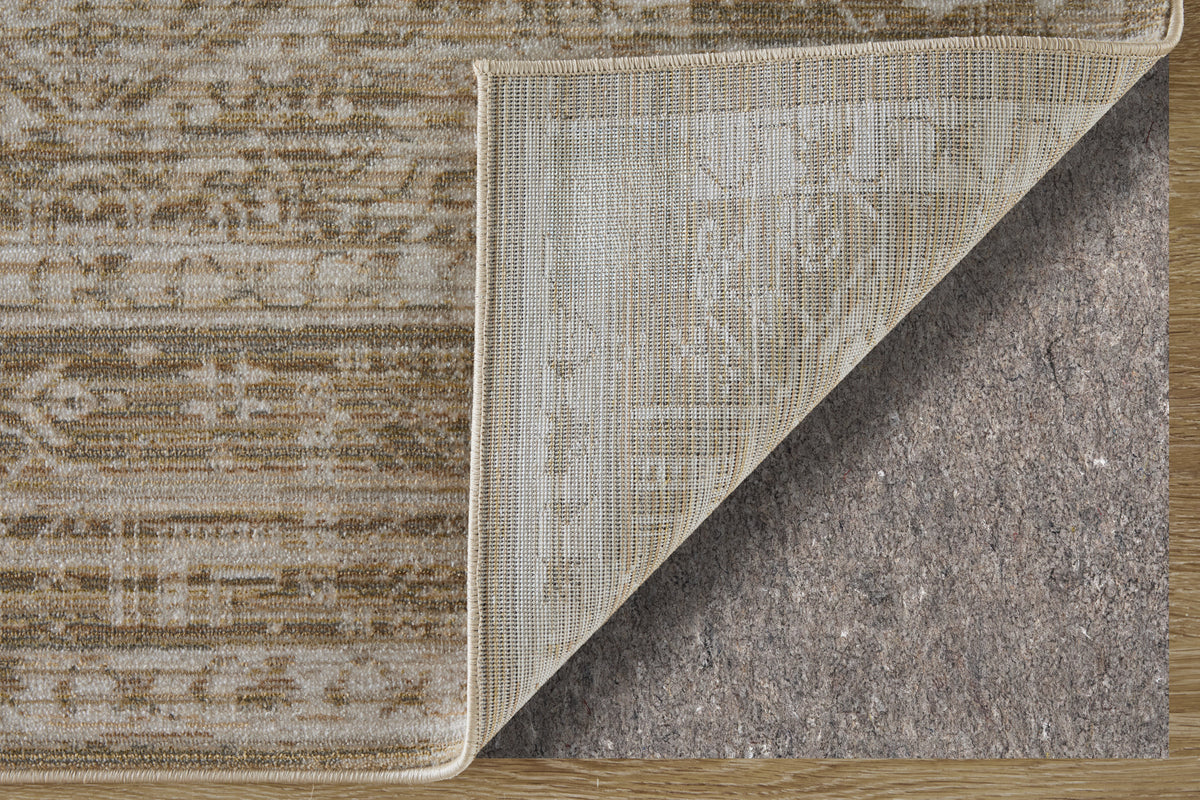 Augustine Traditional/Classic/Vintage Medallion/Bordered/Distressed Tan/Ivory - Feizy Rug
