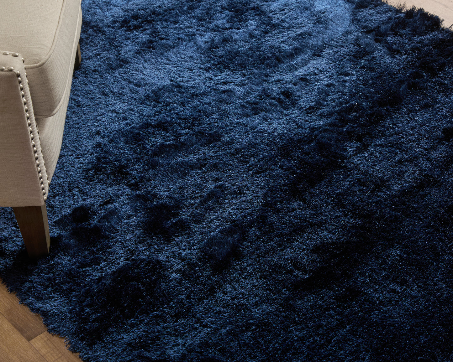 Indochine Modern/Luxury & Glam/Casual Solid Blue/Black - Feizy Rug