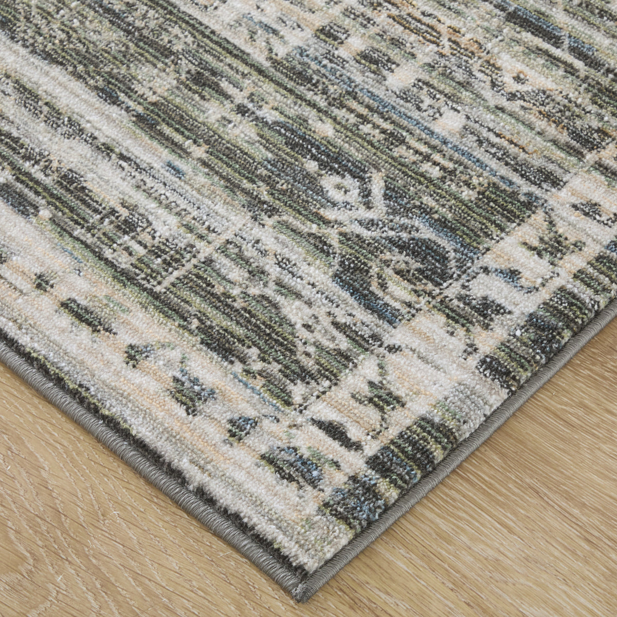 Augustine Traditional/Classic/Vintage Medallion/Bordered/Distressed Black/Ivory/Green - Feizy Rug