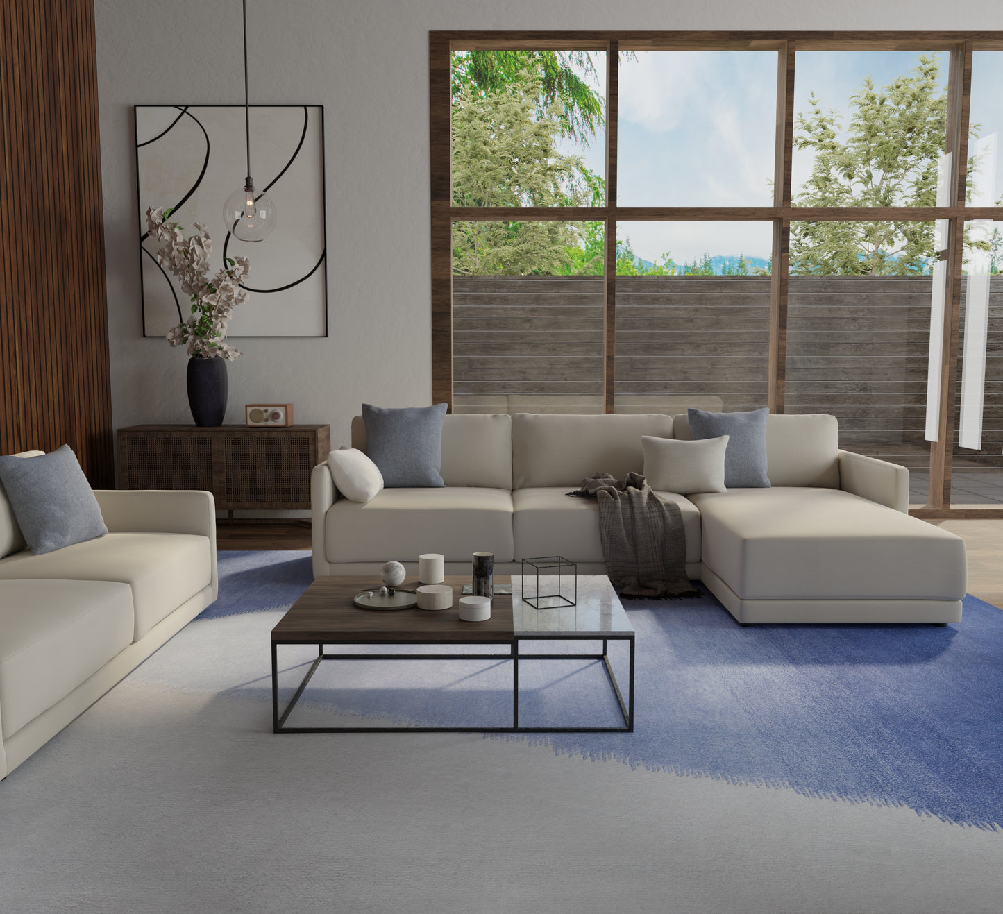 Katya Modern/Casual/Industrial Blue/Gray Accent Rug