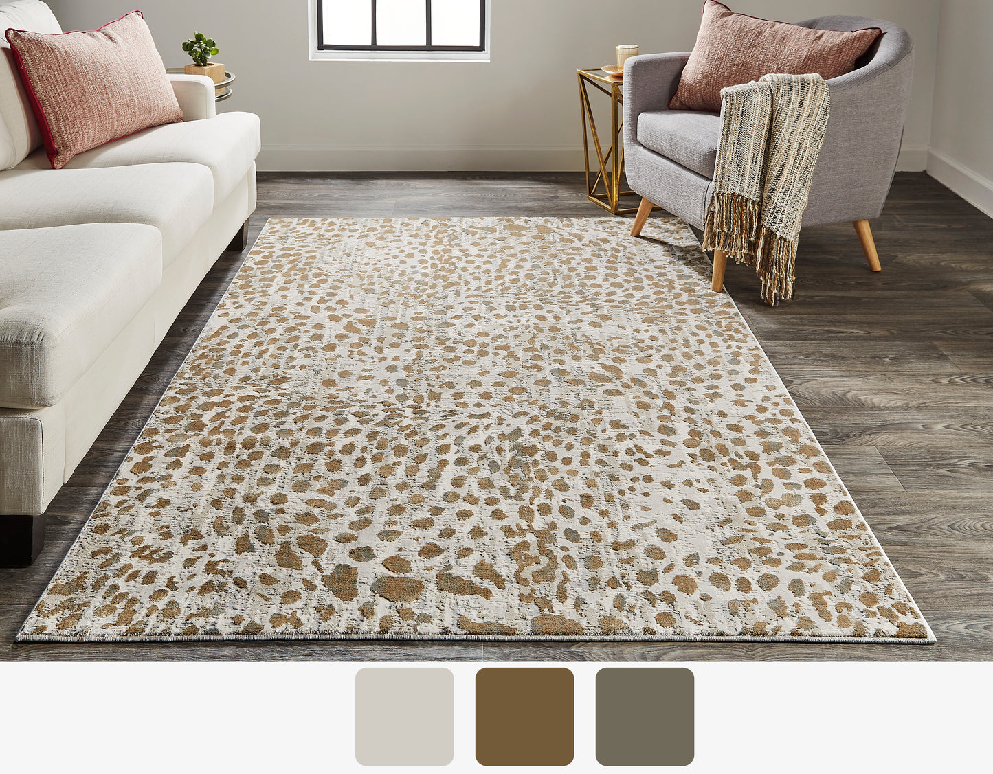 Waldor Modern/Casual/Luxury & Glam Brown/Ivory/Tan Area Rug