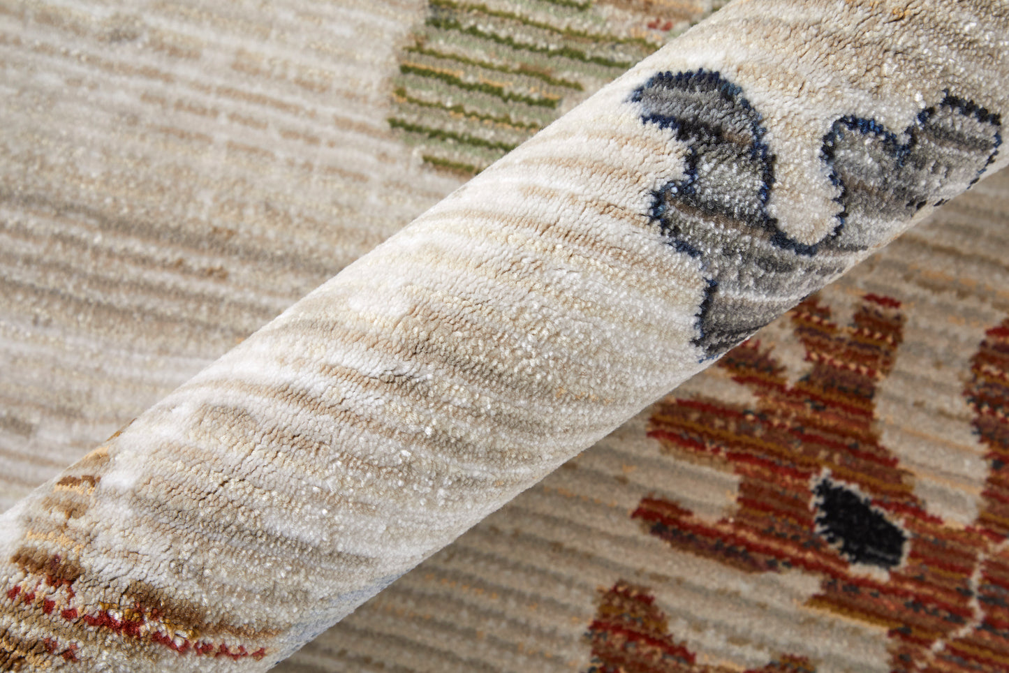 Melrose Transitional/Bohemian & Eclectic/Cottage Floral & Botanical Ivory/Red/Blue - Feizy Rug