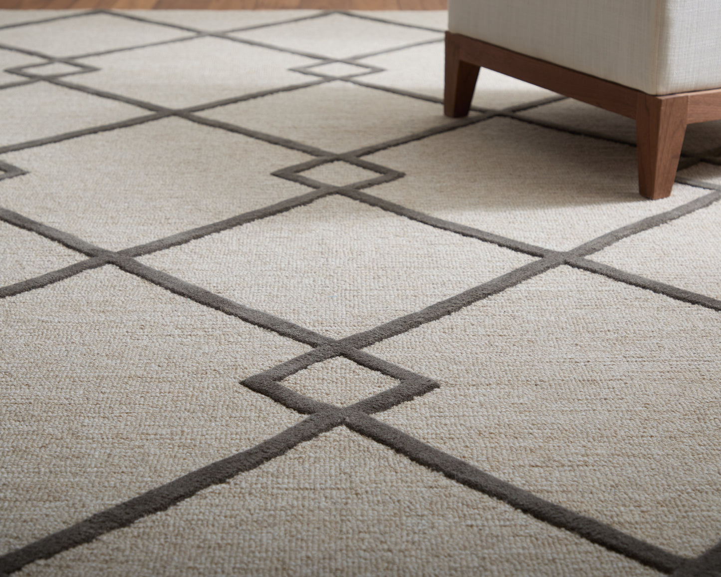 Kimball Transitional/Casual Trellis & Lattice/Argyle/Diamond Ivory/Gray/Tan - Feizy Rug