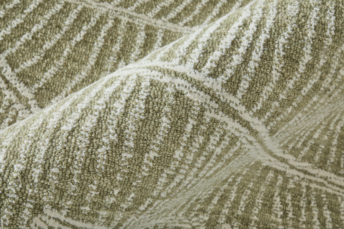 Winston Modern/Nautical & Coastal Floral & Botanical/Bordered/Abstract Green/Ivory - Feizy Rug