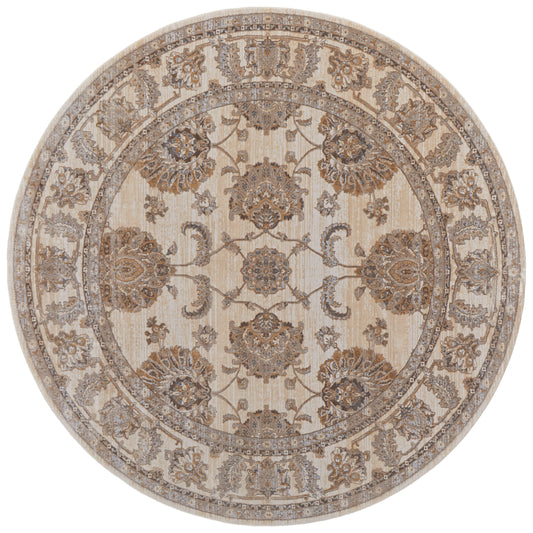 Celene Traditional/Classic/Vintage Tan/Ivory/Brown Round Rug  Feizy Rugs Small Parcel,Feizy Rugs,Celene,Tan/Ivory/Brown,7'9" x 7'9" Round,Round Rug,Viscose/Polyester,Traditional/Classic/Vintage,Turkey