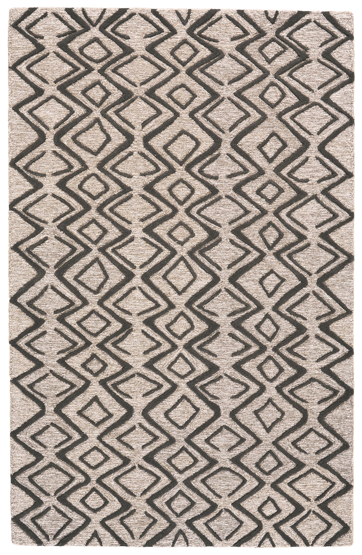 Enzo Transitional/Global/Bohemian & Eclectic Geometric/Moroccan Black/Gray/Taupe - Feizy Rug